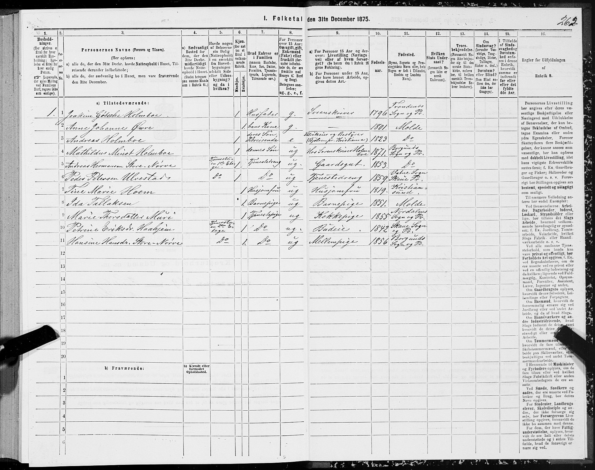 SAT, 1875 census for 1531P Borgund, 1875, p. 5262