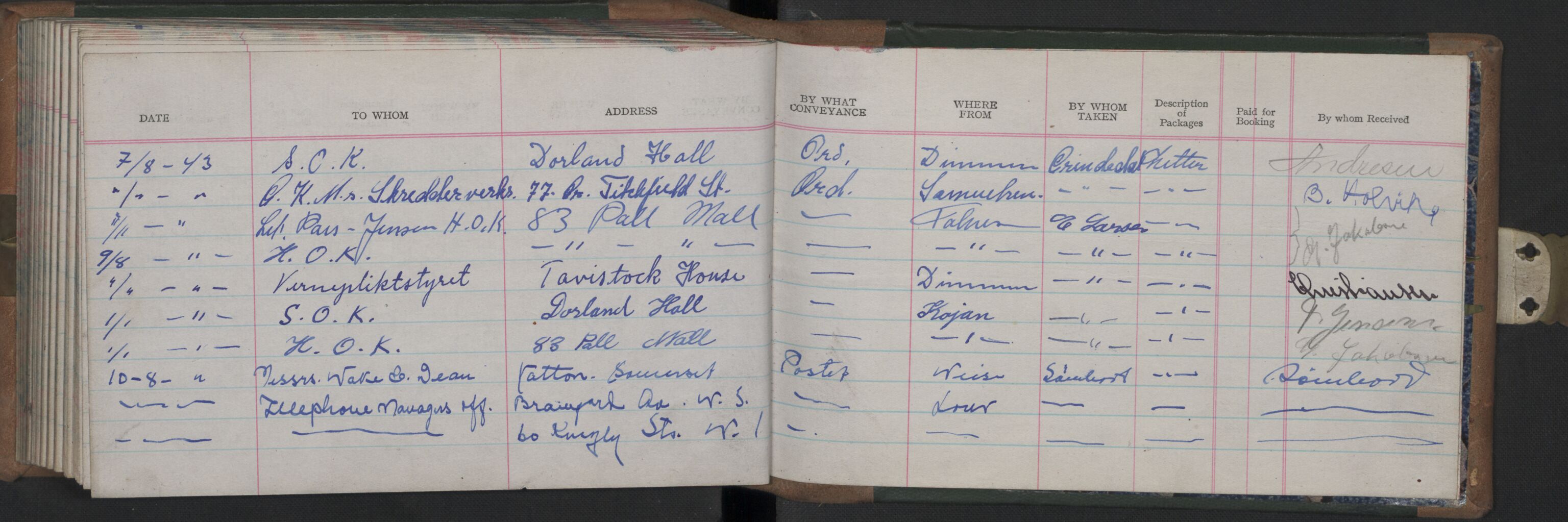 Forsvarets Overkommando. 2. kontor. Arkiv 8.3 (FO.II/8.3). Korrespondanse FD/E og FO.II, AV/RA-RAFA-7141/Dac/Dacb/L0005: Utgående postjournaler, 1942-1944, p. 298