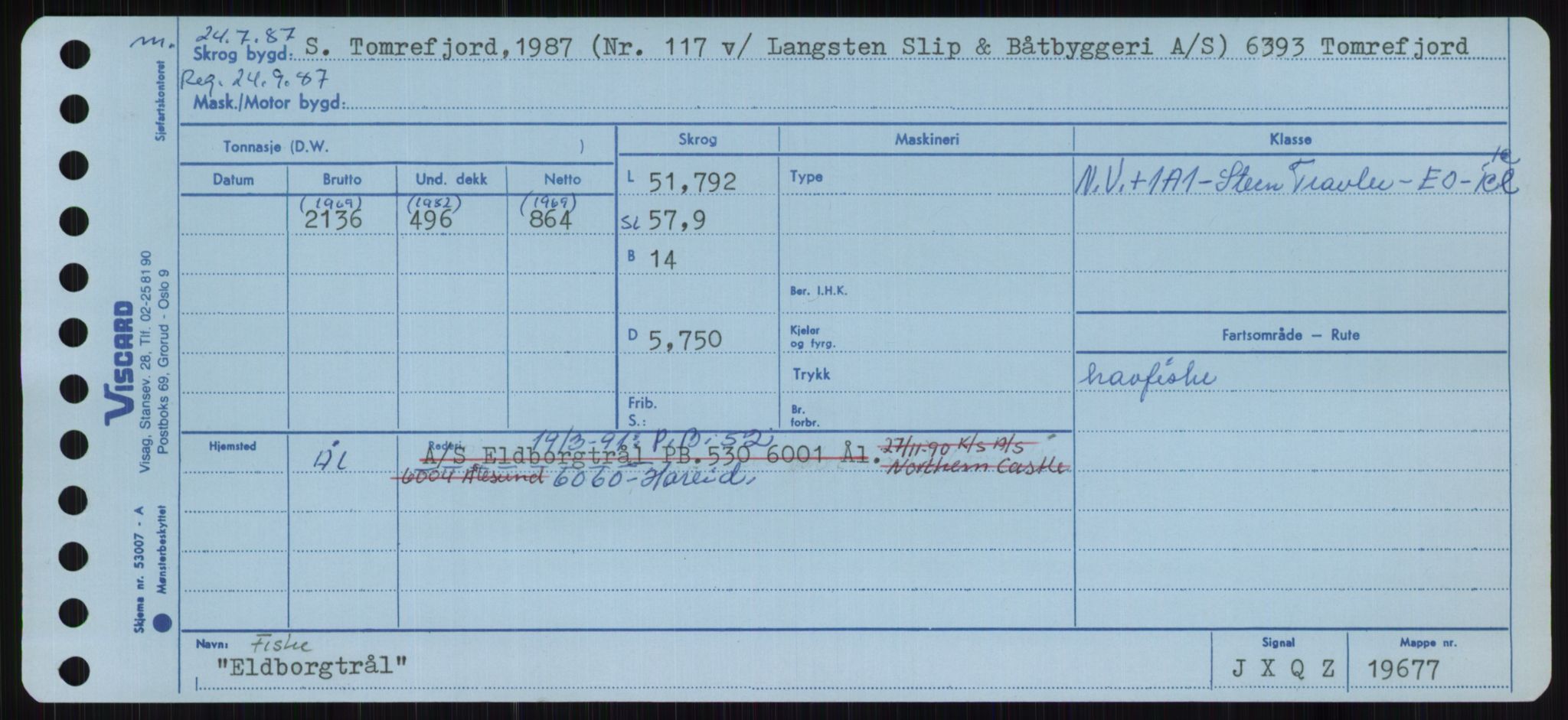 Sjøfartsdirektoratet med forløpere, Skipsmålingen, RA/S-1627/H/Ha/L0002/0001: Fartøy, Eik-Hill / Fartøy, Eik-F, p. 59