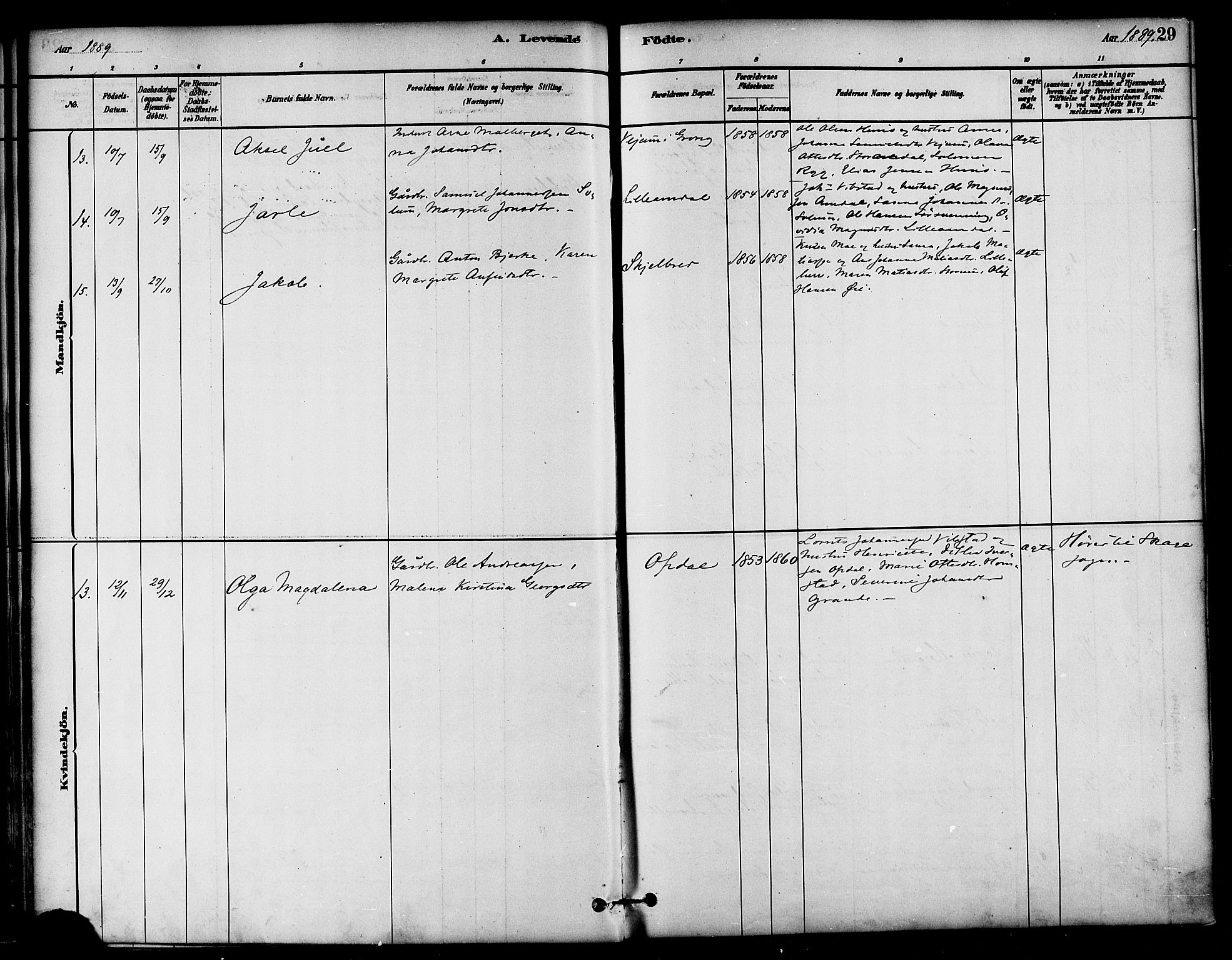 Ministerialprotokoller, klokkerbøker og fødselsregistre - Nord-Trøndelag, SAT/A-1458/764/L0555: Parish register (official) no. 764A10, 1881-1896, p. 29