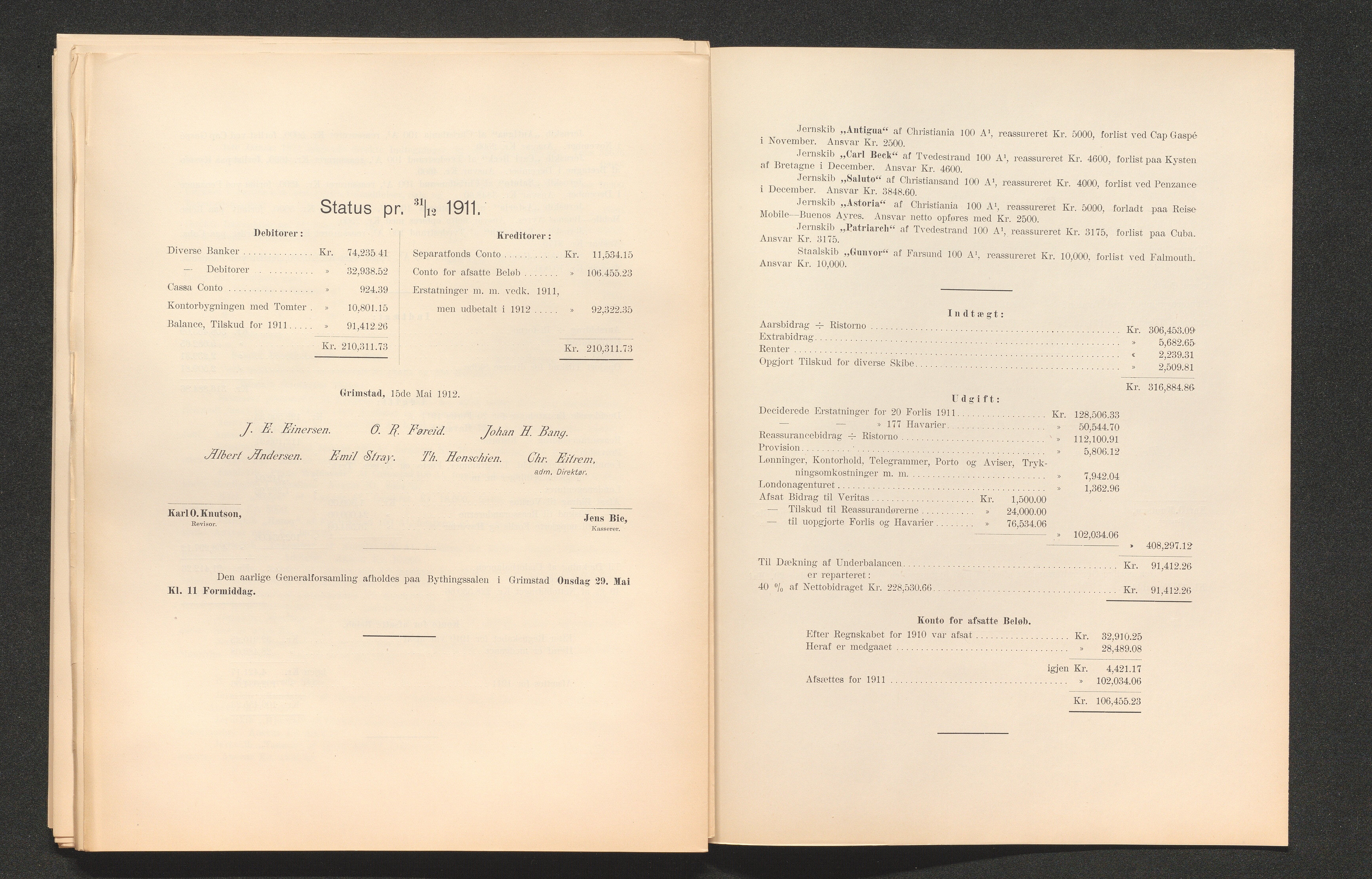 Agders Gjensidige Assuranceforening, AAKS/PA-1718/05/L0003: Regnskap, seilavdeling, pakkesak, 1890-1912