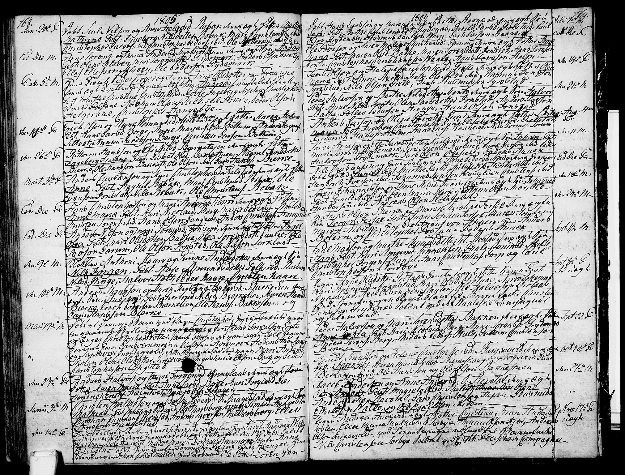 Våle kirkebøker, SAKO/A-334/F/Fa/L0005: Parish register (official) no. I 5, 1773-1808, p. 168-169