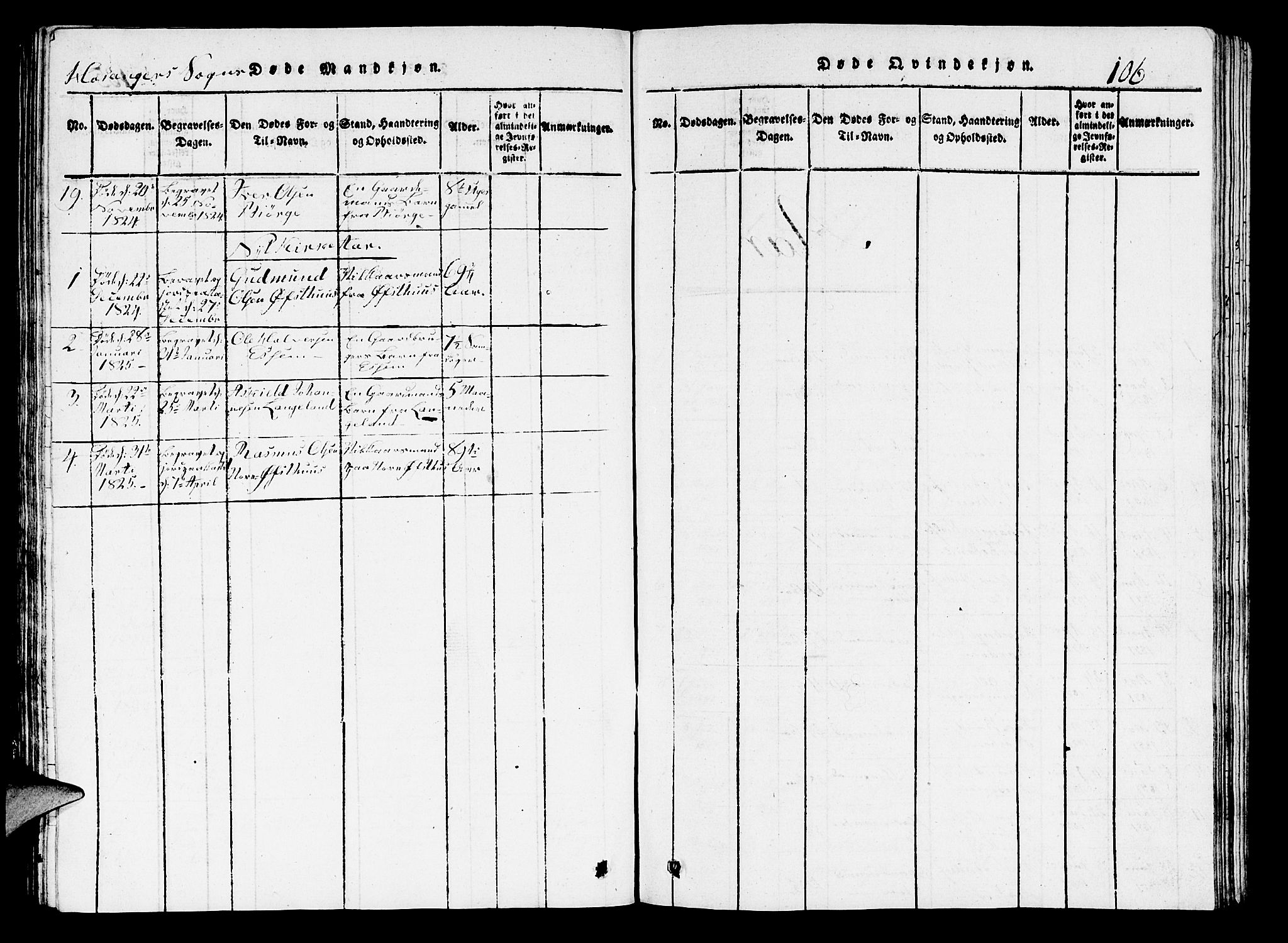 Hosanger sokneprestembete, AV/SAB-A-75801/H/Hab: Parish register (copy) no. A 1 /1, 1816-1856, p. 106