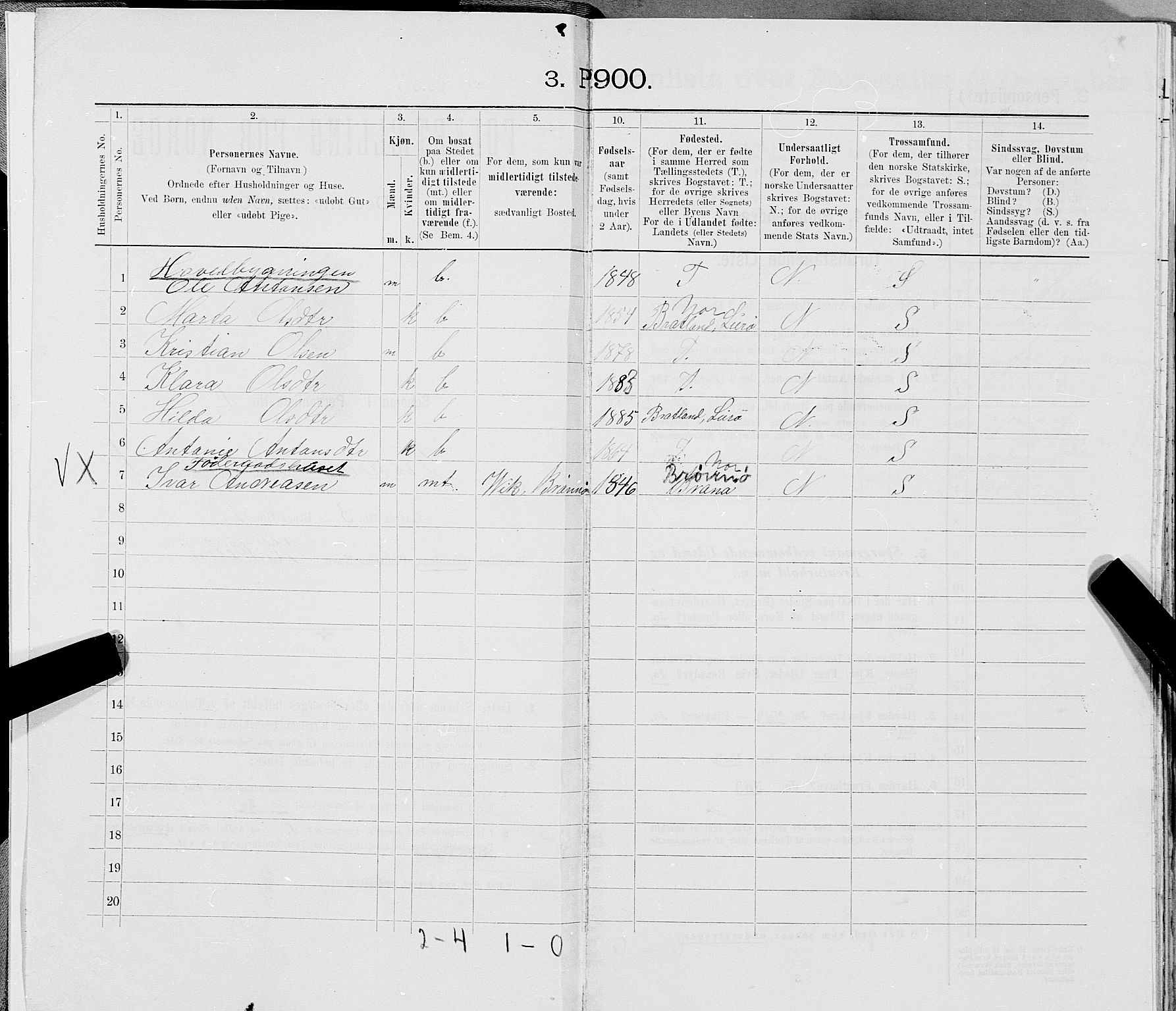 SAT, 1900 census for Træna, 1900, p. 11