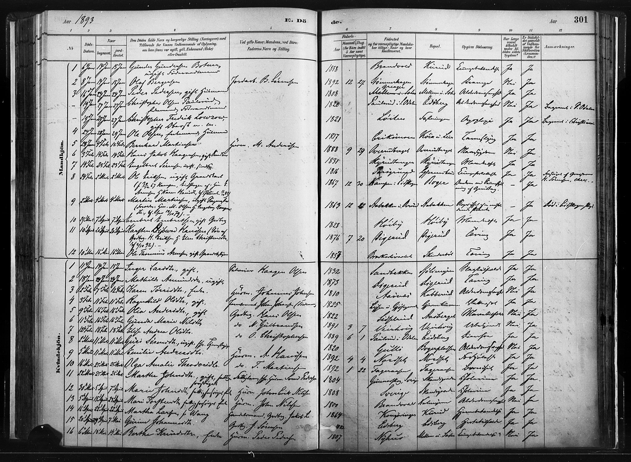 Vinger prestekontor, SAH/PREST-024/H/Ha/Haa/L0014: Parish register (official) no. 14, 1881-1900, p. 301