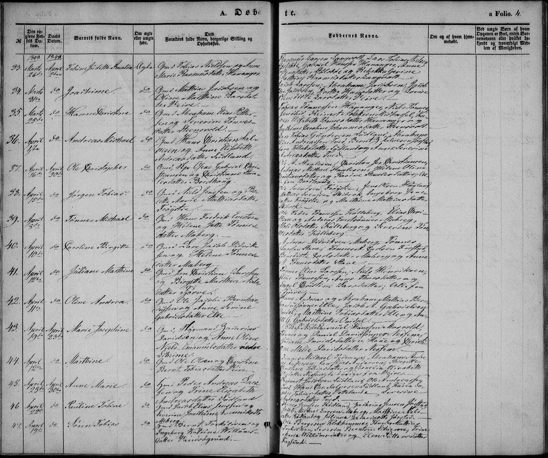 Lista sokneprestkontor, AV/SAK-1111-0027/F/Fb/L0002: Parish register (copy) no. B 2, 1847-1862, p. 4