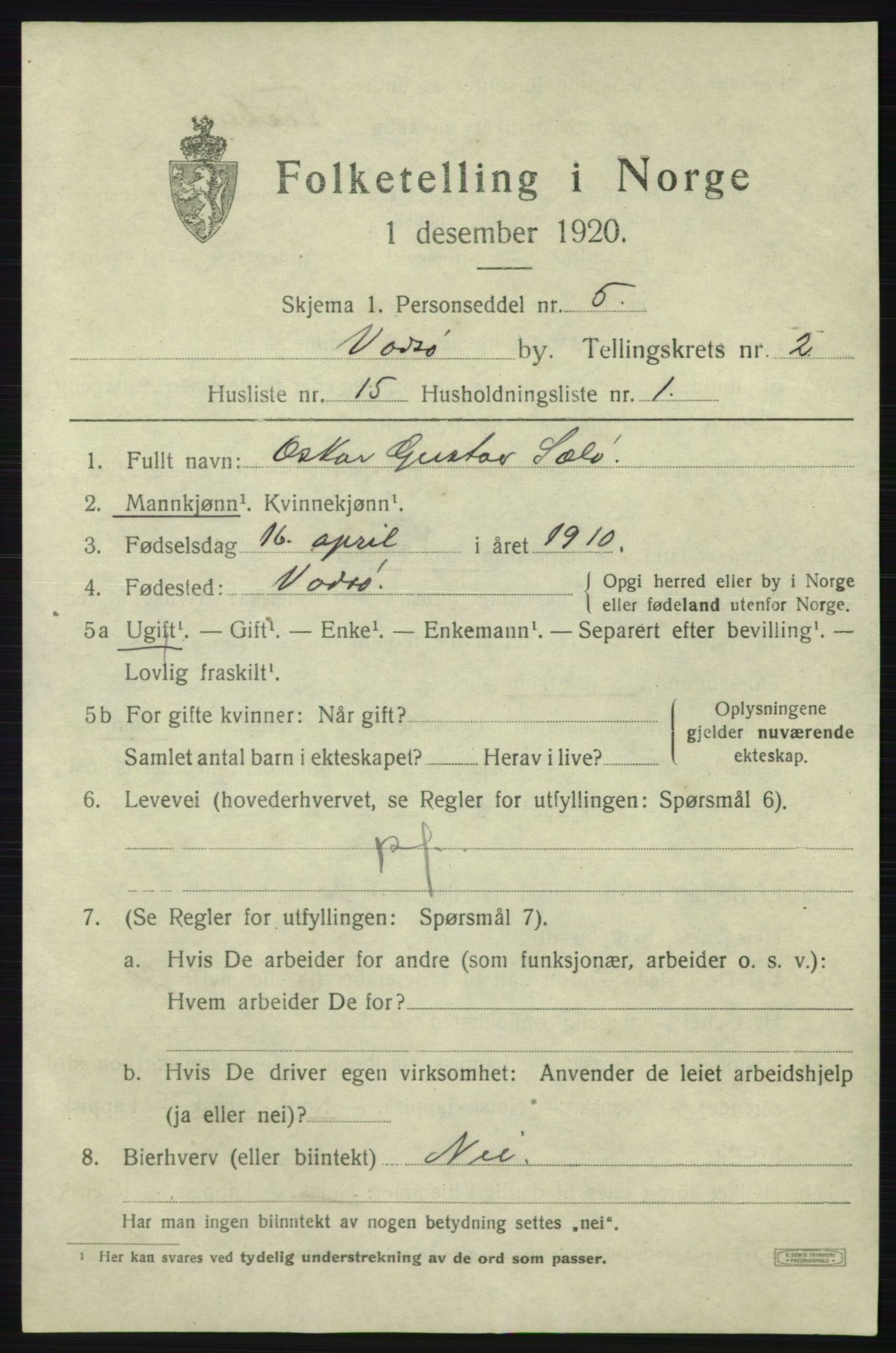 SATØ, 1920 census for Vadsø, 1920, p. 3469