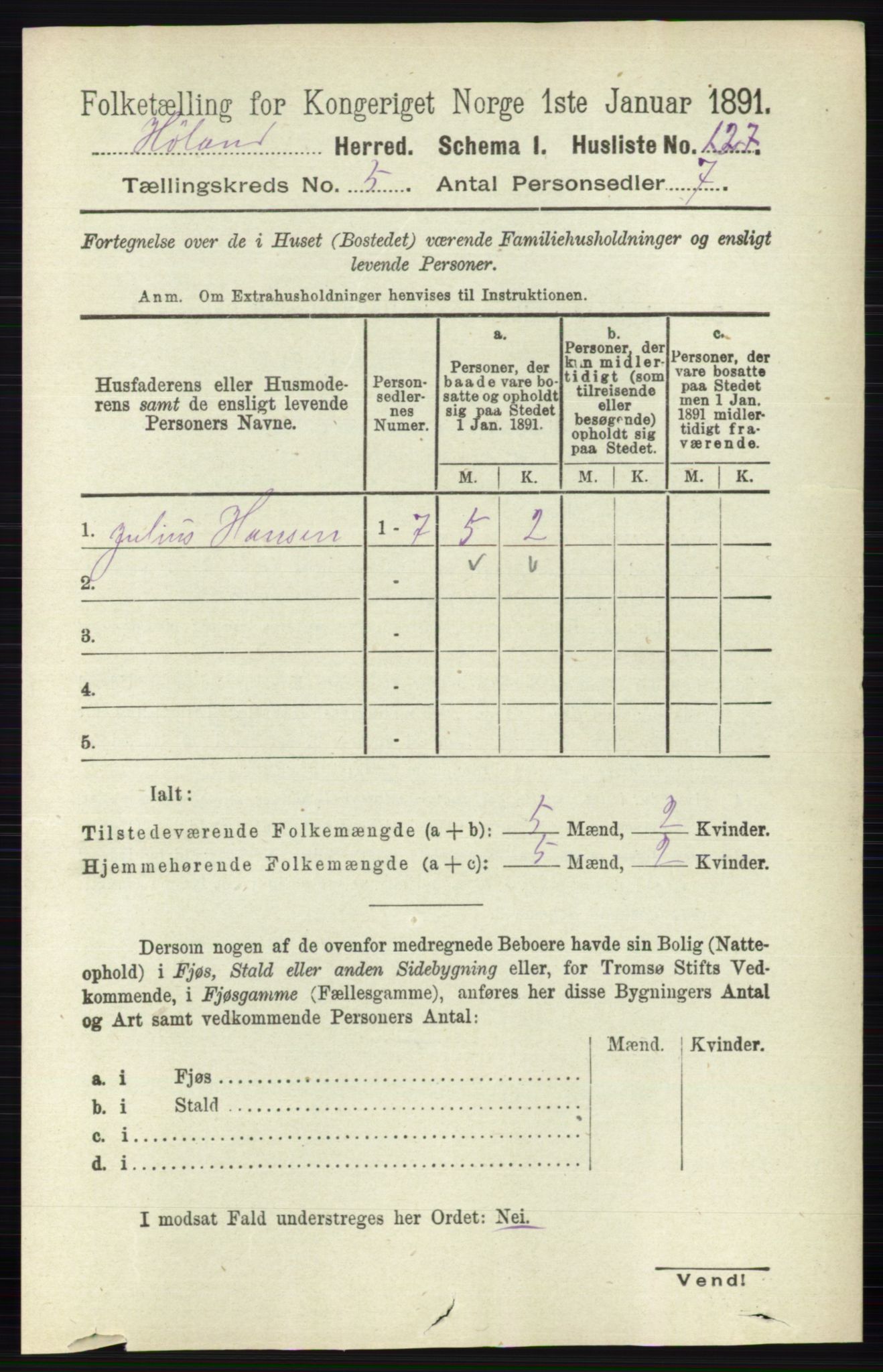 RA, 1891 census for 0221 Høland, 1891, p. 3508