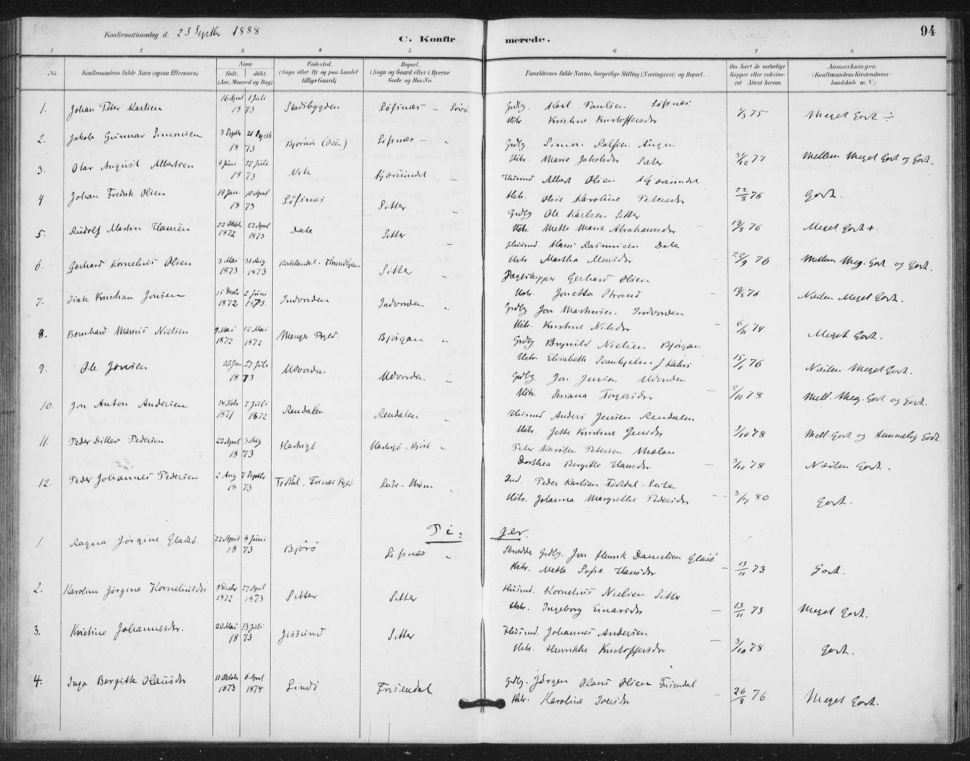 Ministerialprotokoller, klokkerbøker og fødselsregistre - Nord-Trøndelag, SAT/A-1458/772/L0603: Parish register (official) no. 772A01, 1885-1912, p. 94