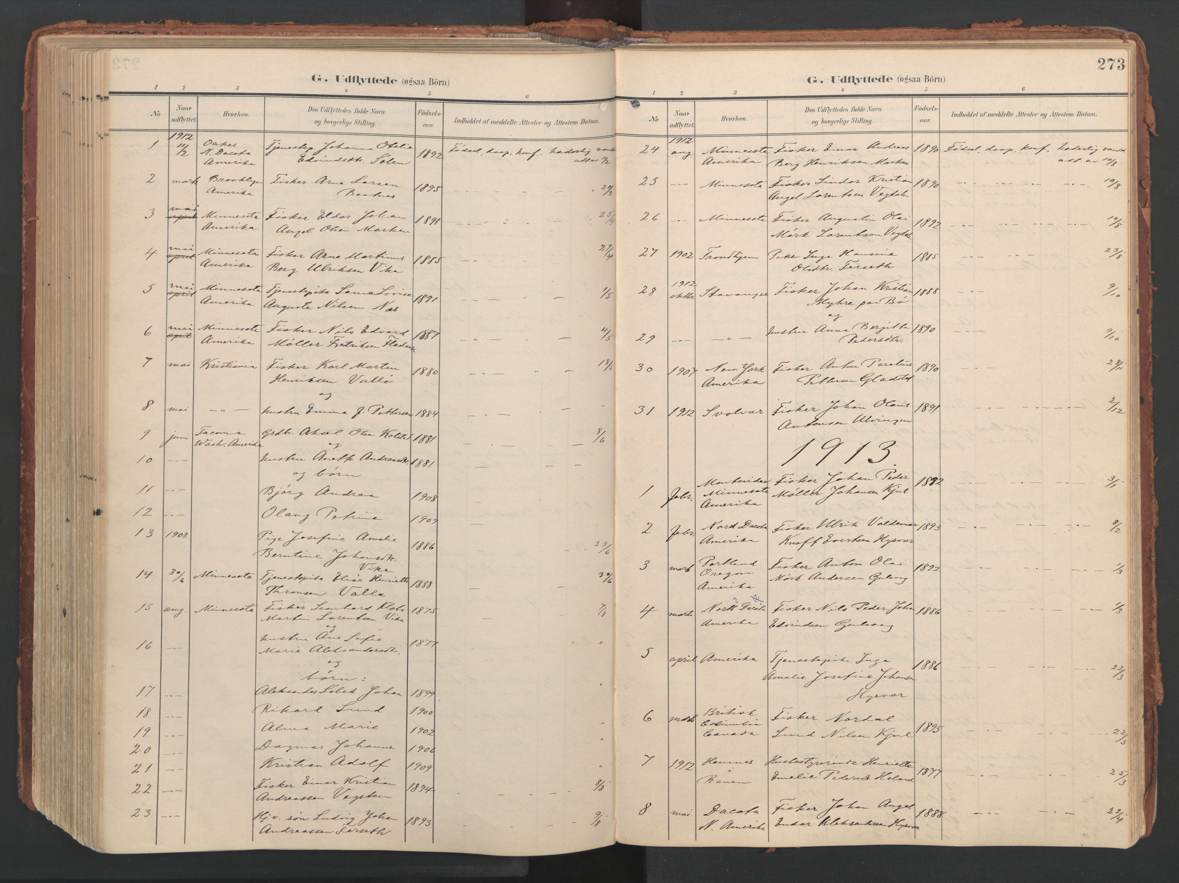 Ministerialprotokoller, klokkerbøker og fødselsregistre - Nordland, AV/SAT-A-1459/816/L0250: Parish register (official) no. 816A16, 1903-1923, p. 273