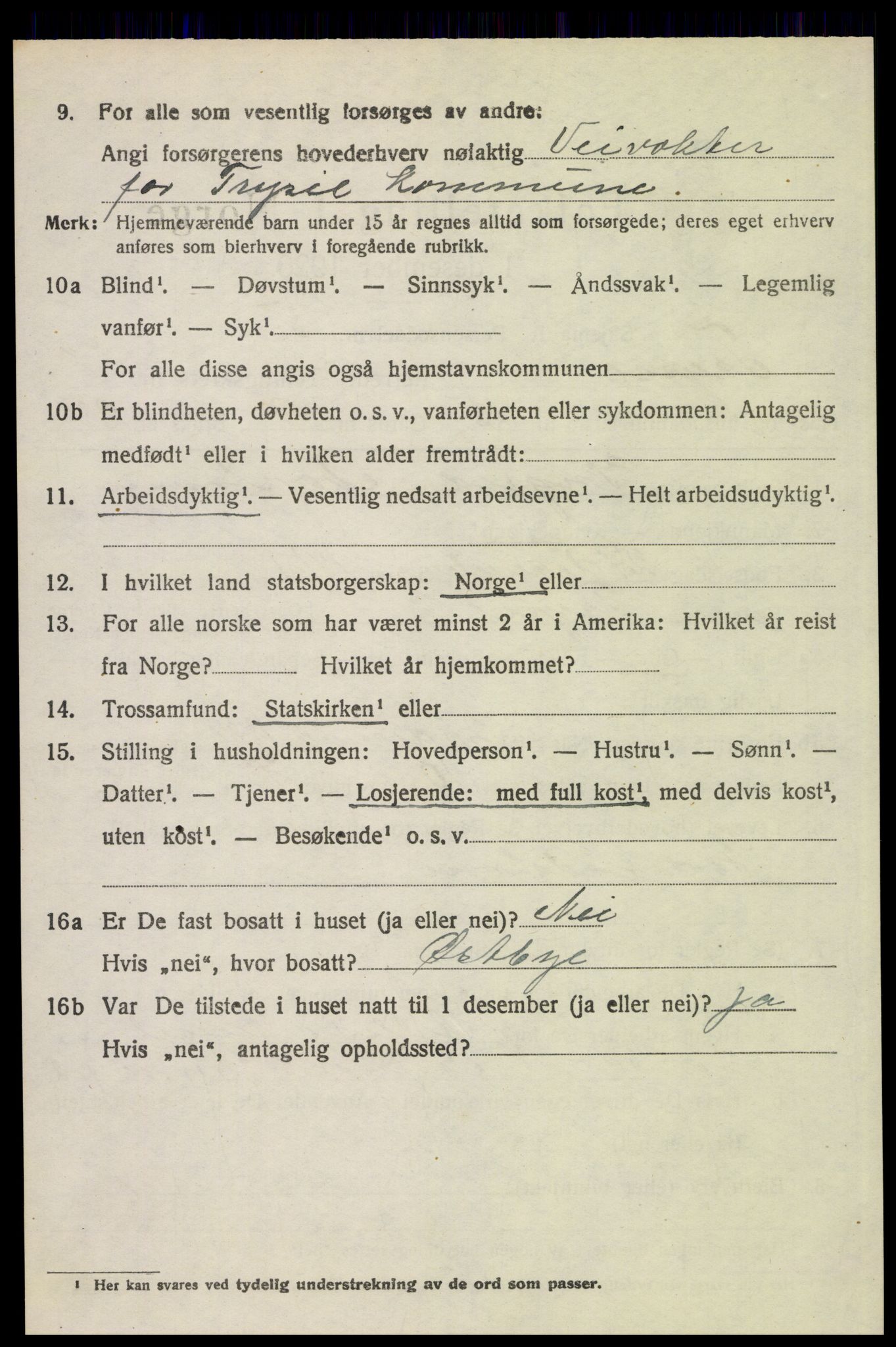 SAH, 1920 census for Trysil, 1920, p. 5386
