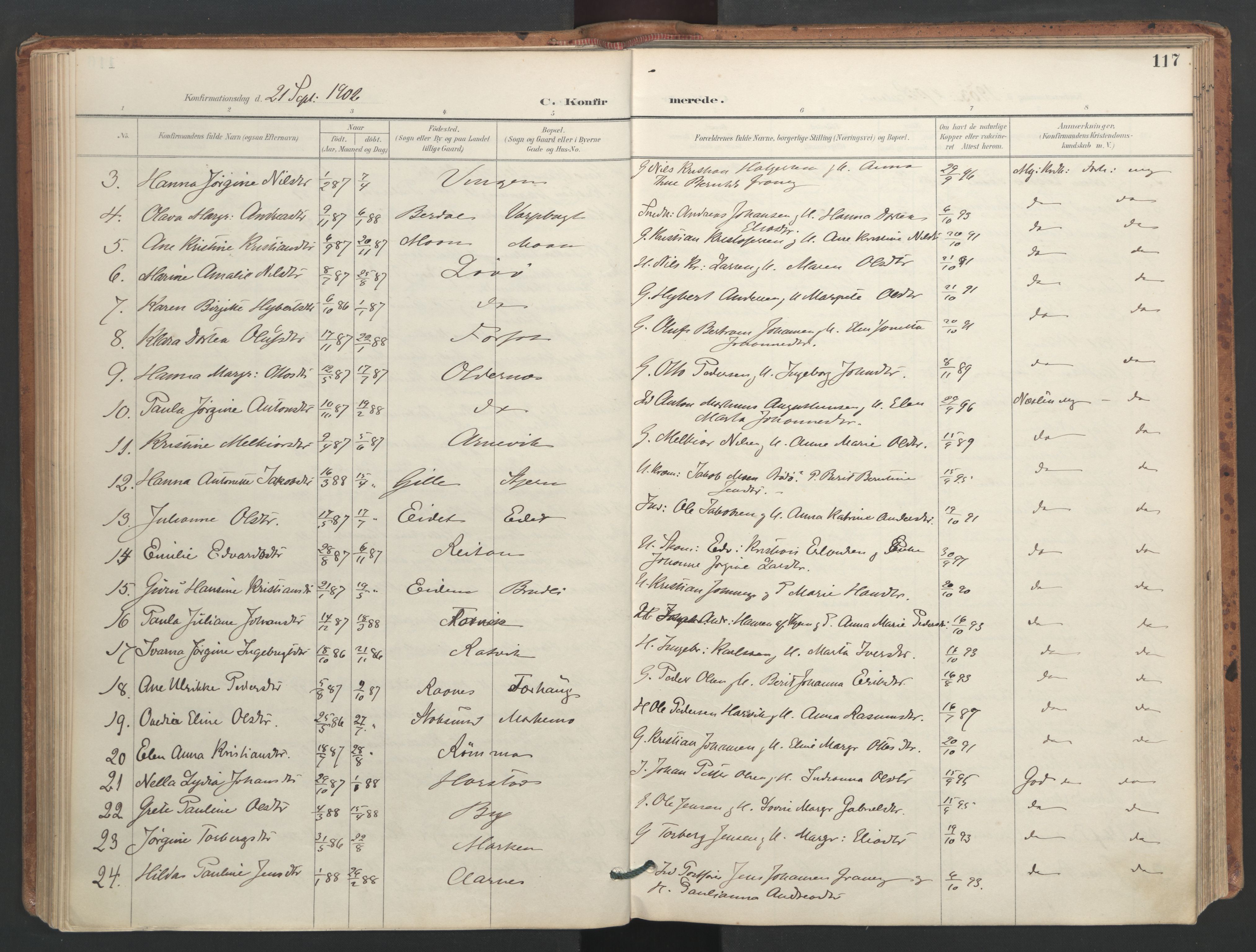 Ministerialprotokoller, klokkerbøker og fødselsregistre - Sør-Trøndelag, SAT/A-1456/655/L0681: Parish register (official) no. 655A10, 1895-1907, p. 117