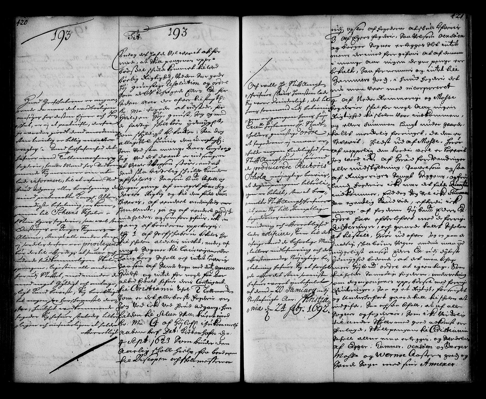 Stattholderembetet 1572-1771, AV/RA-EA-2870/Ae/L0009: Supplikasjons- og resolusjonsprotokoll, 1691-1692, p. 420-421