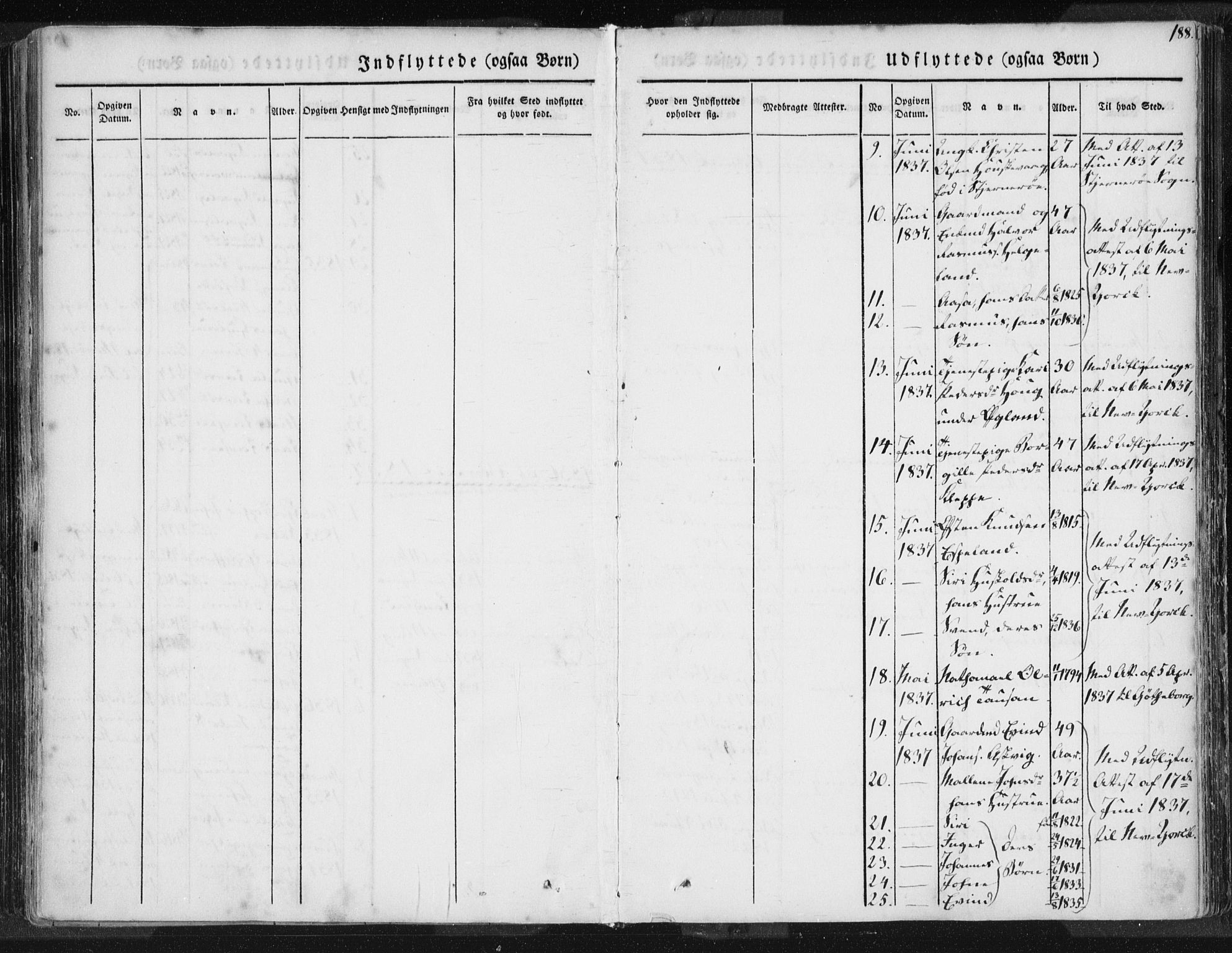 Hjelmeland sokneprestkontor, AV/SAST-A-101843/01/IV/L0006: Parish register (official) no. A 6, 1834-1845, p. 188