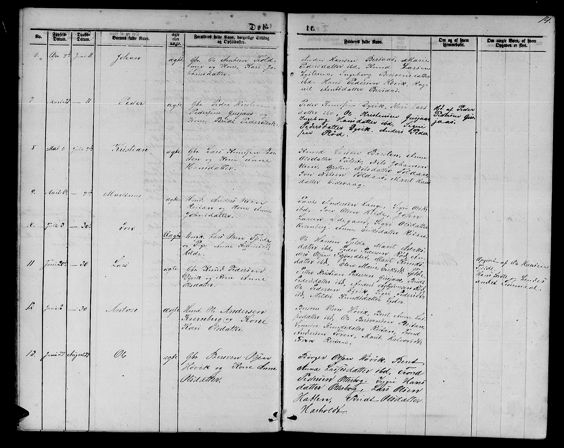 Ministerialprotokoller, klokkerbøker og fødselsregistre - Møre og Romsdal, AV/SAT-A-1454/551/L0630: Parish register (copy) no. 551C02, 1867-1885, p. 14