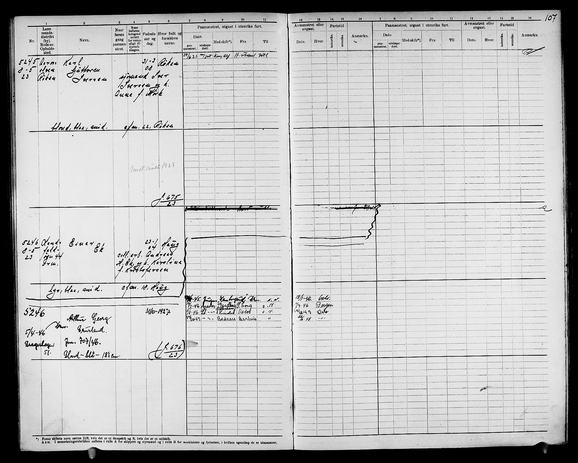 Drammen innrulleringsdistrikt, AV/SAKO-A-781/F/Fc/L0007: Hovedrulle, 1922, p. 109