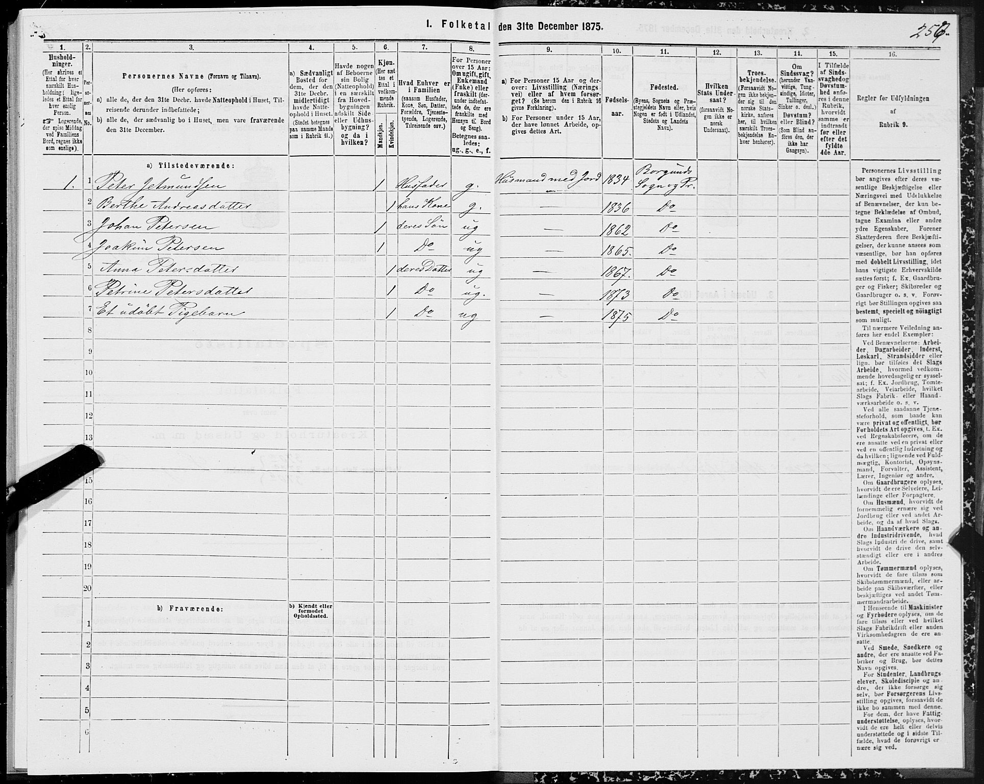 SAT, 1875 census for 1531P Borgund, 1875, p. 5256