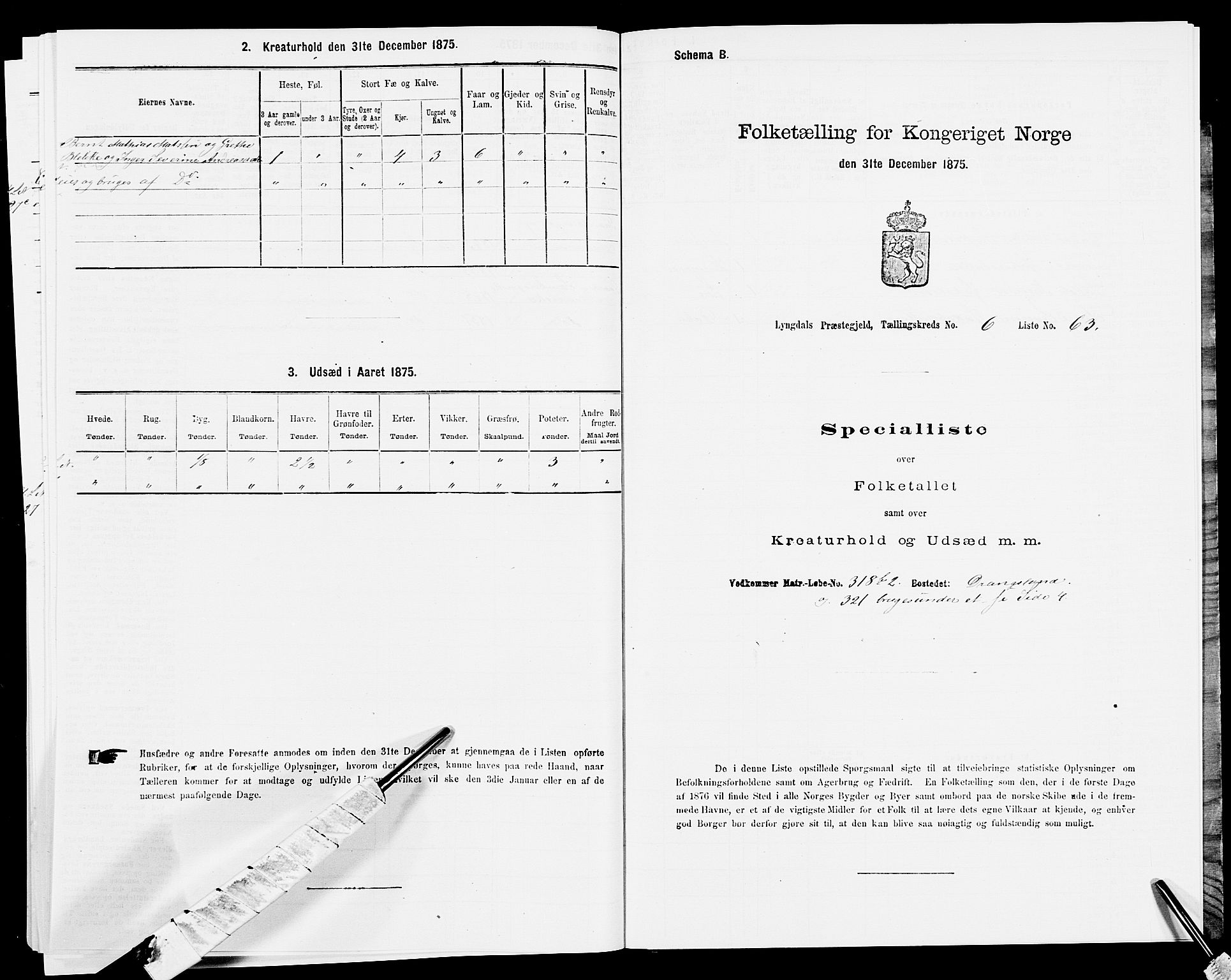 SAK, 1875 census for 1032P Lyngdal, 1875, p. 1090