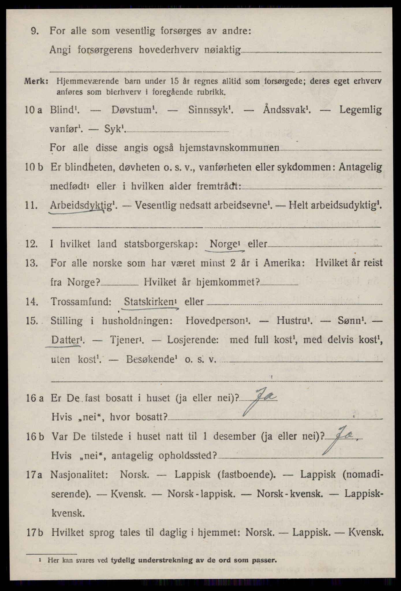 SAT, 1920 census for Ørland, 1920, p. 2652