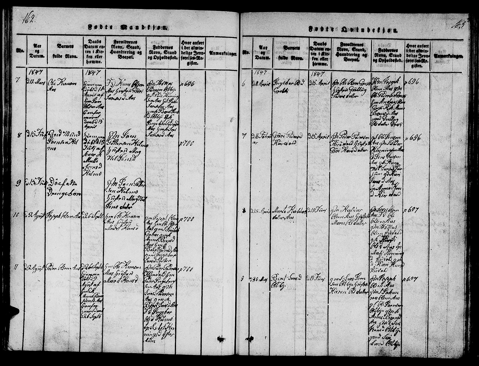 Ministerialprotokoller, klokkerbøker og fødselsregistre - Sør-Trøndelag, SAT/A-1456/698/L1164: Parish register (copy) no. 698C01, 1816-1861, p. 162-163
