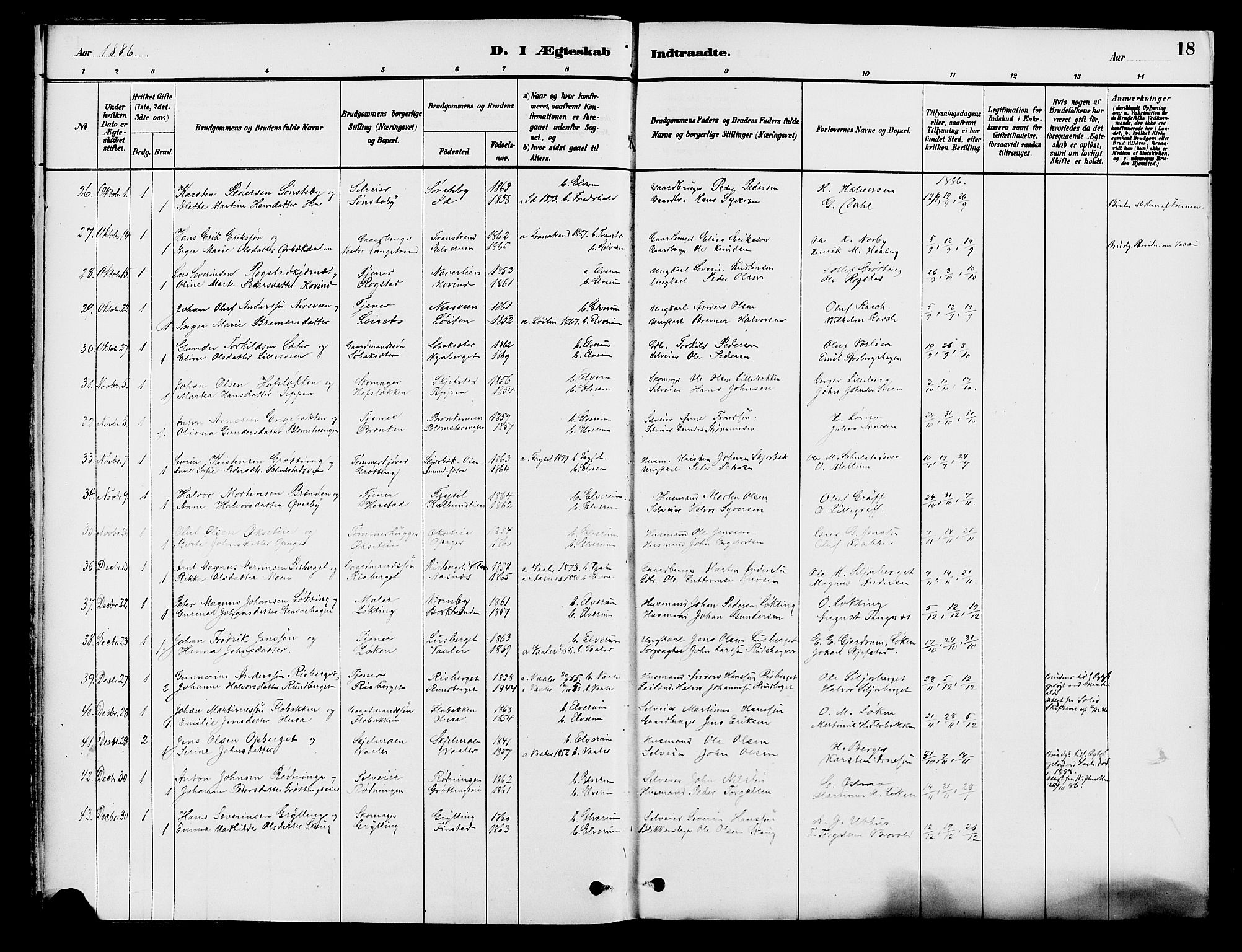 Elverum prestekontor, SAH/PREST-044/H/Ha/Haa/L0012: Parish register (official) no. 12, 1880-1893, p. 18