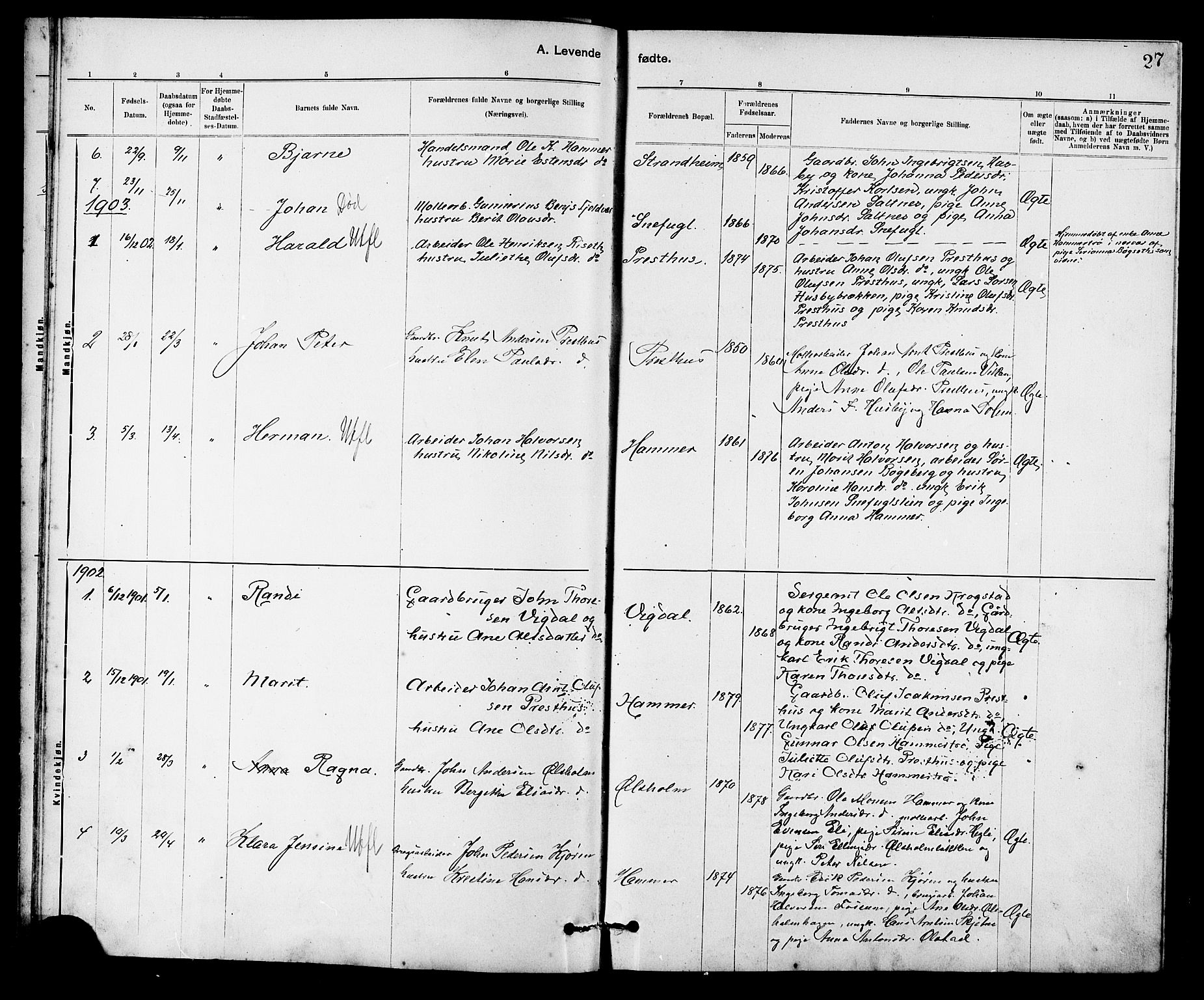 Ministerialprotokoller, klokkerbøker og fødselsregistre - Sør-Trøndelag, SAT/A-1456/666/L0790: Parish register (copy) no. 666C03, 1885-1908, p. 27