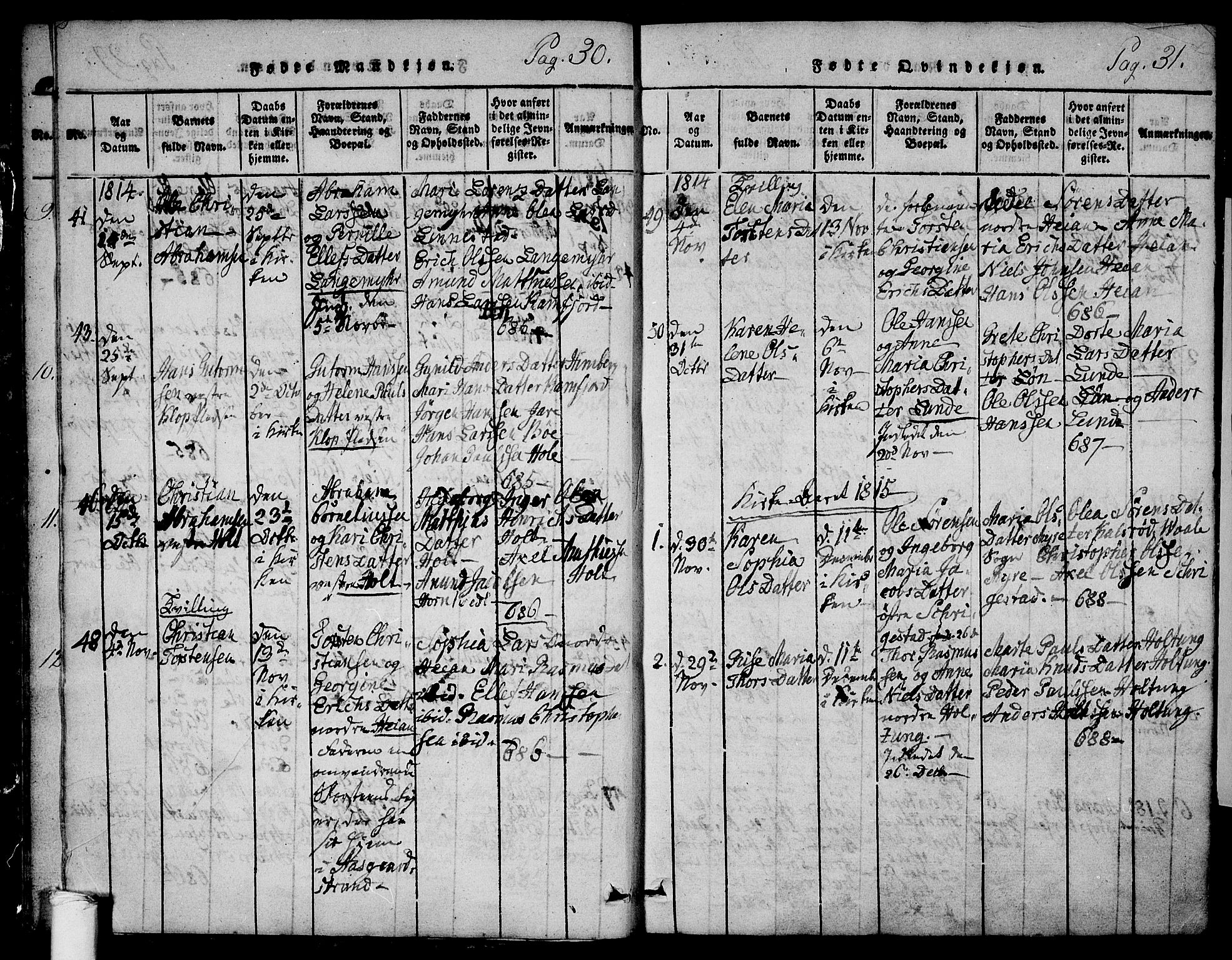 Ramnes kirkebøker, AV/SAKO-A-314/F/Fa/L0004: Parish register (official) no. I 4, 1813-1840, p. 30-31