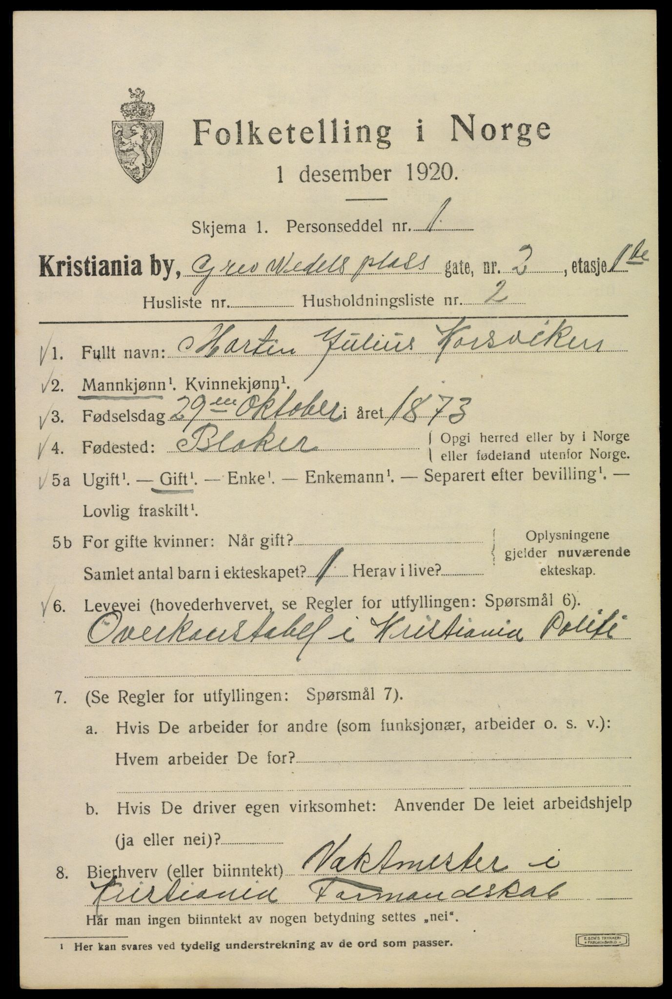 SAO, 1920 census for Kristiania, 1920, p. 251419