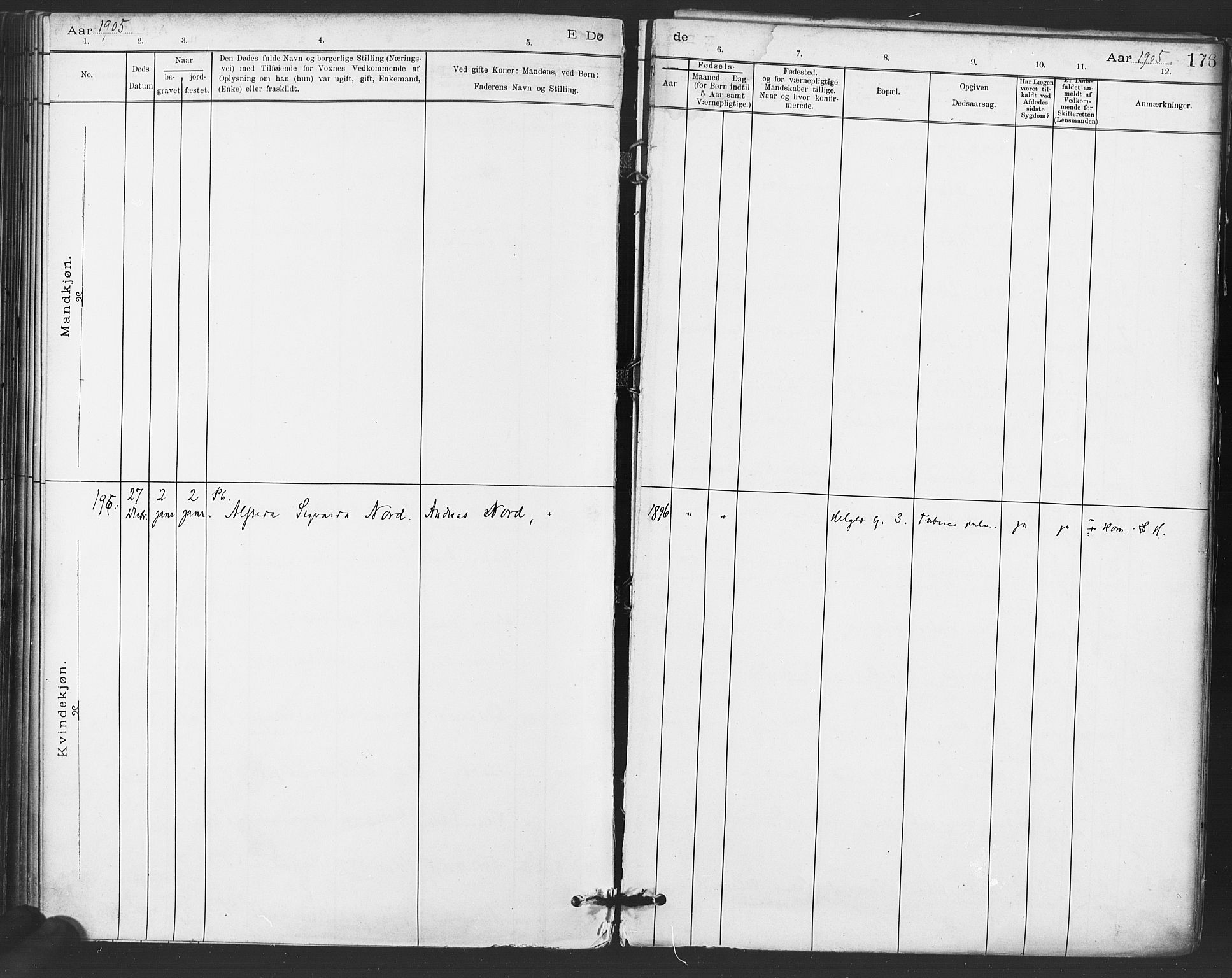 Paulus prestekontor Kirkebøker, AV/SAO-A-10871/F/Fa/L0012: Parish register (official) no. 12, 1897-1908, p. 176