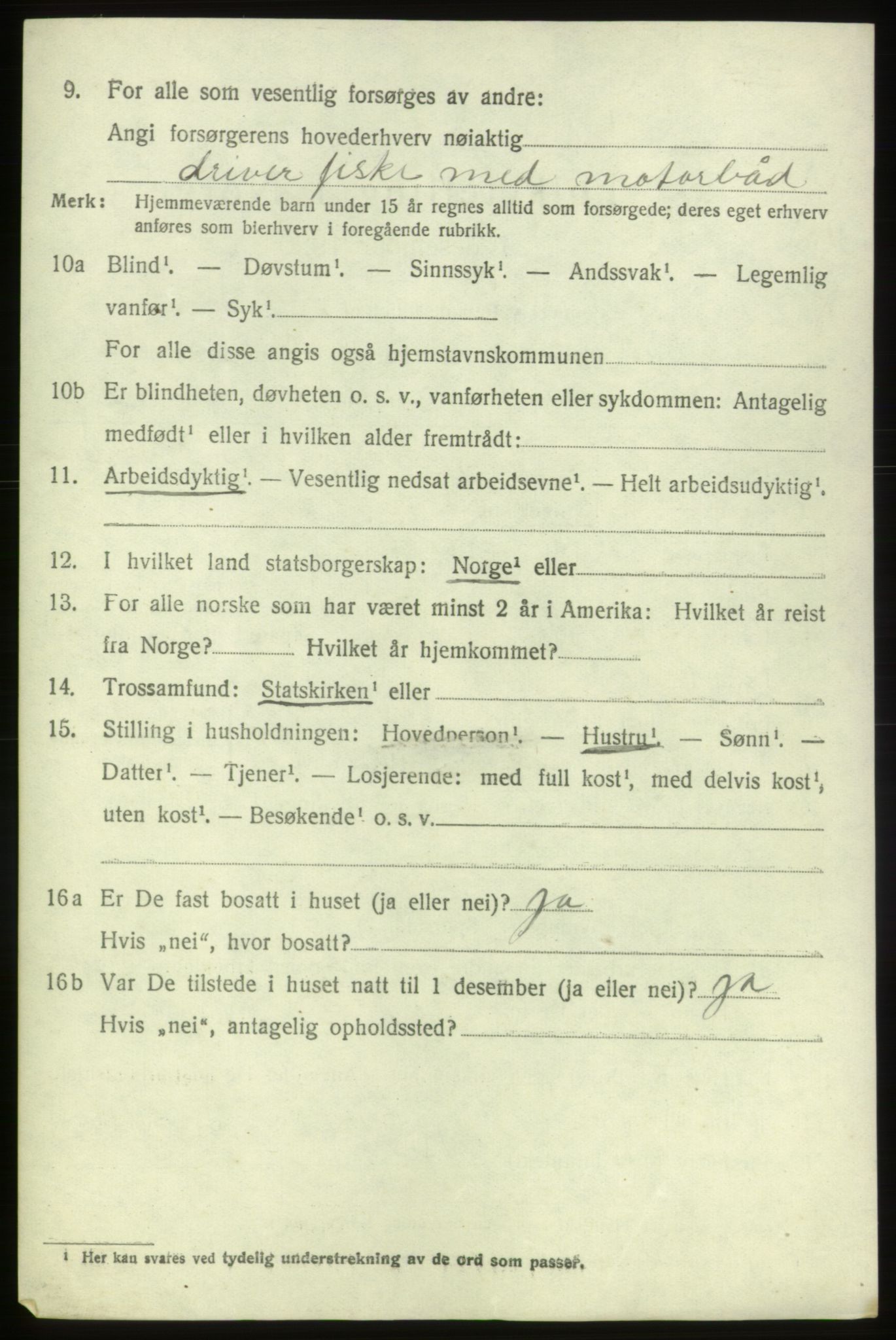 SAB, 1920 census for Bremnes, 1920, p. 1765