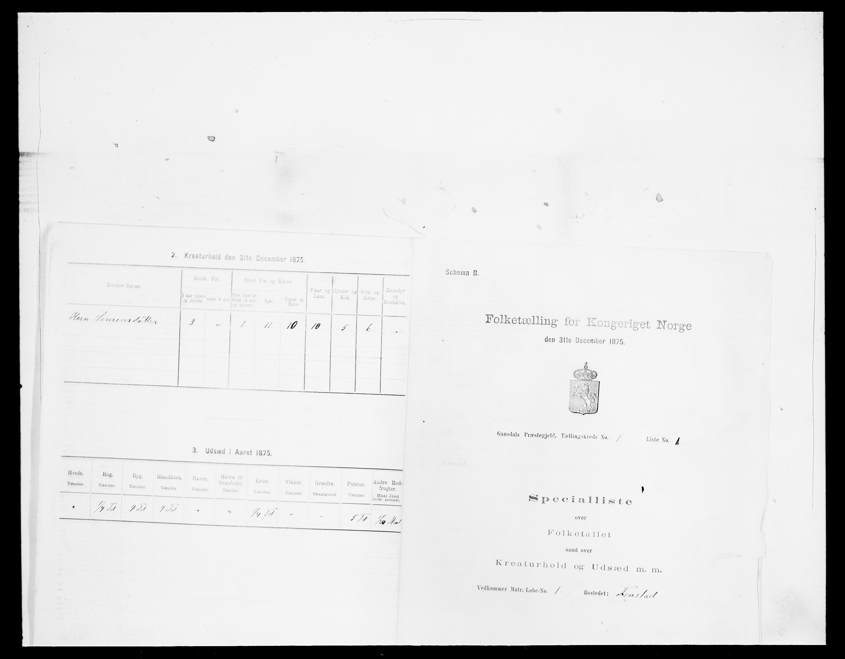 SAH, 1875 census for 0522P Gausdal, 1875, p. 144