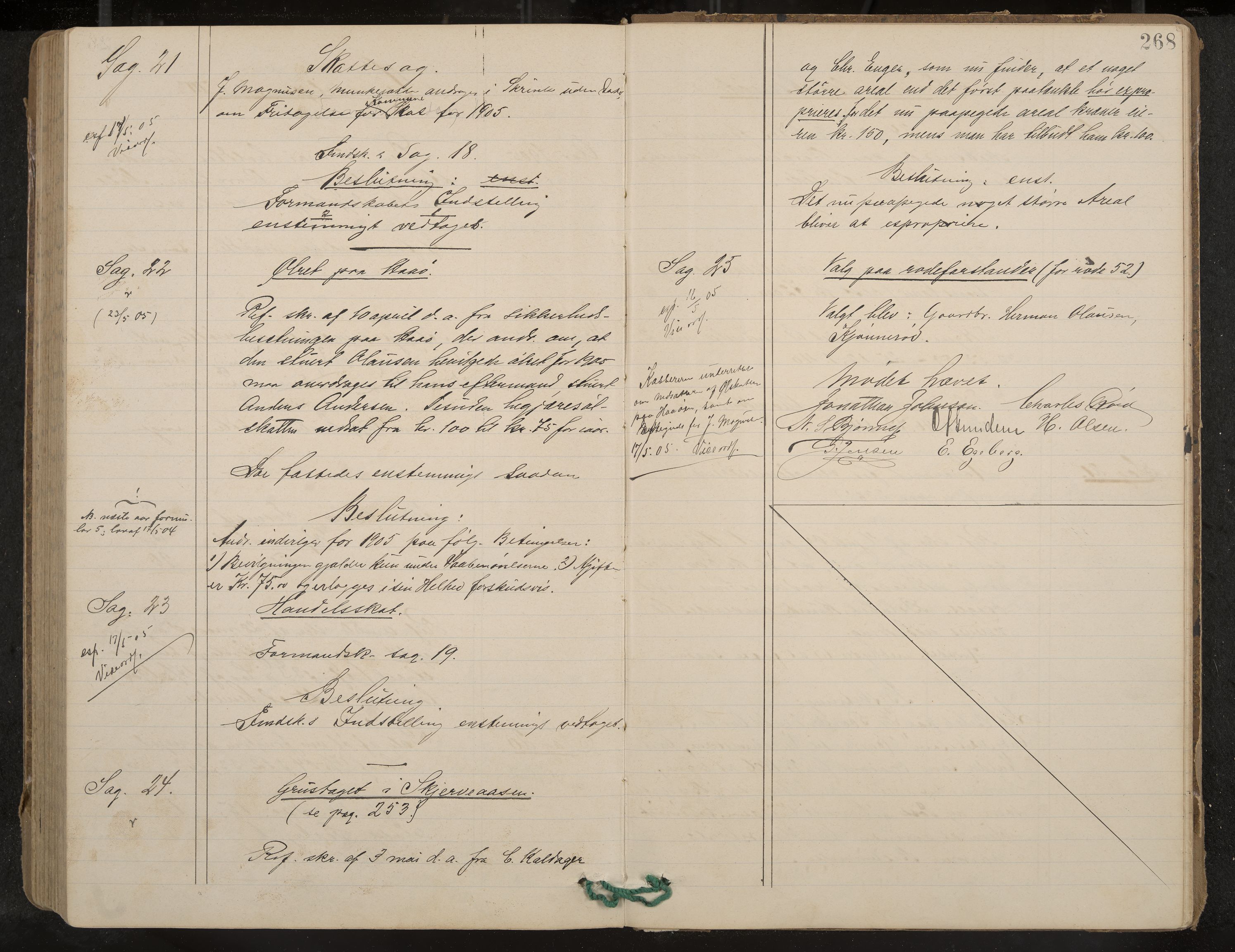 Nøtterøy formannskap og sentraladministrasjon, IKAK/0722021-1/A/Aa/L0005: Møtebok med register, 1896-1905, p. 268