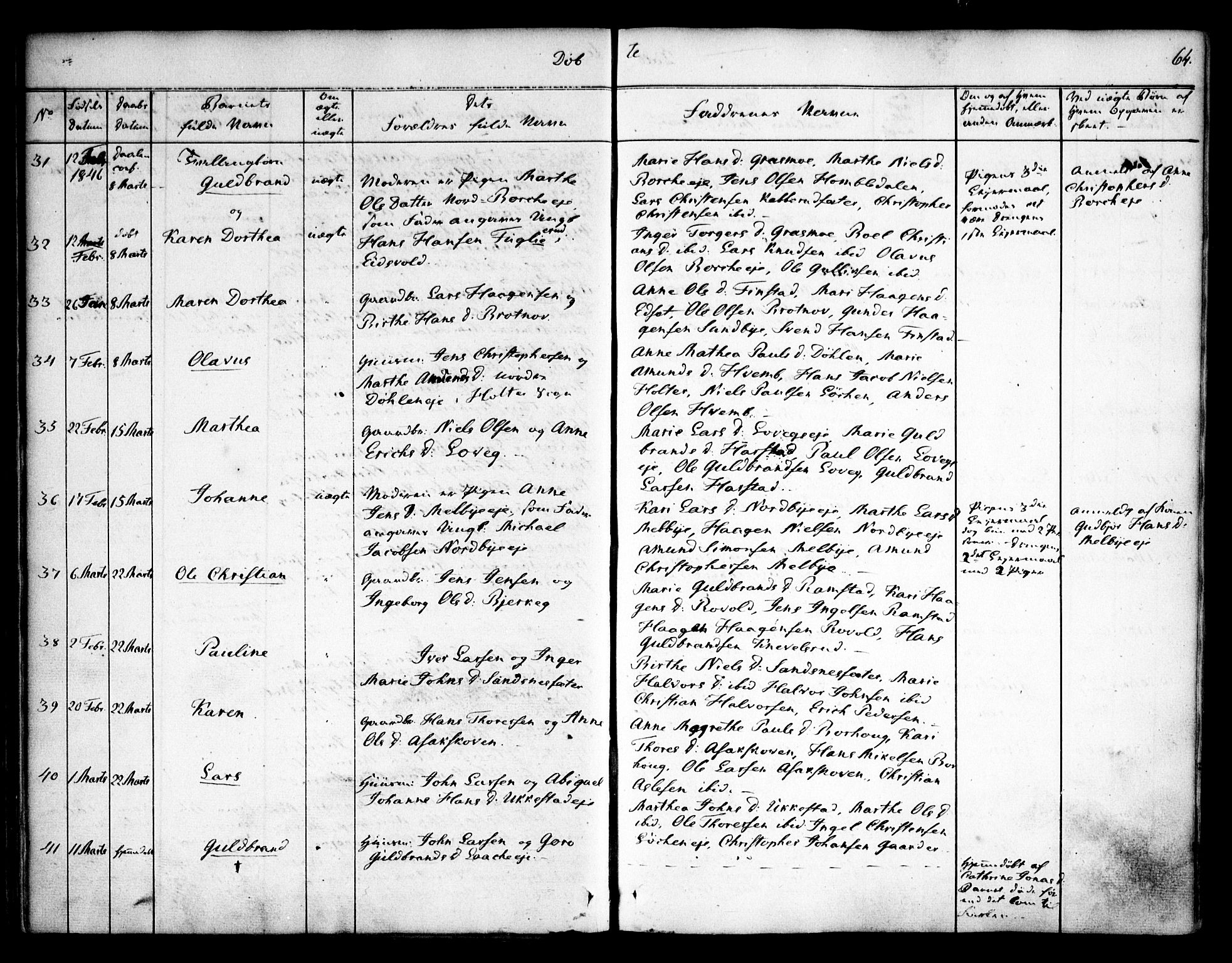 Nannestad prestekontor Kirkebøker, SAO/A-10414a/F/Fa/L0010: Parish register (official) no. I 10, 1840-1850, p. 64