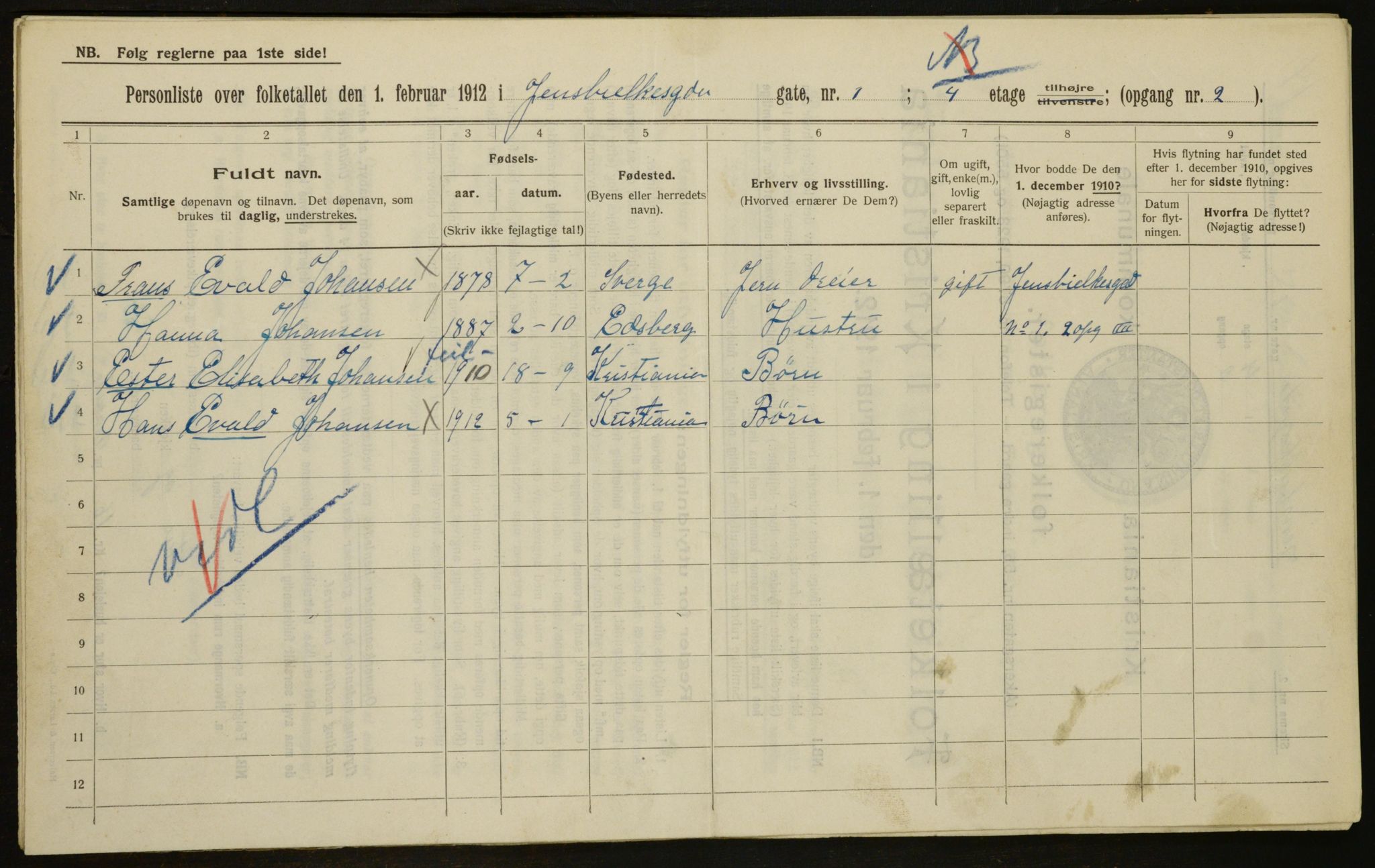 OBA, Municipal Census 1912 for Kristiania, 1912, p. 45781