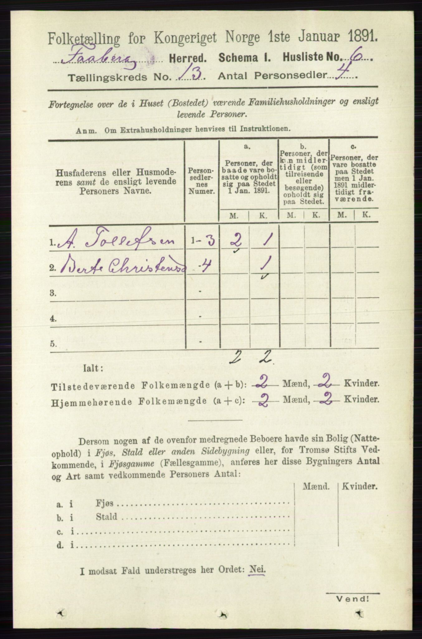 RA, 1891 census for 0524 Fåberg, 1891, p. 5180