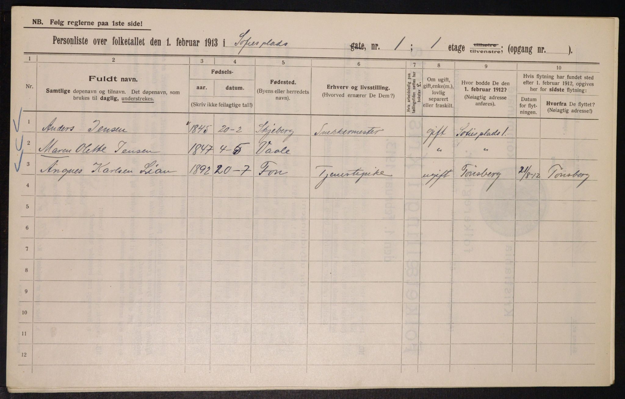 OBA, Municipal Census 1913 for Kristiania, 1913, p. 99375