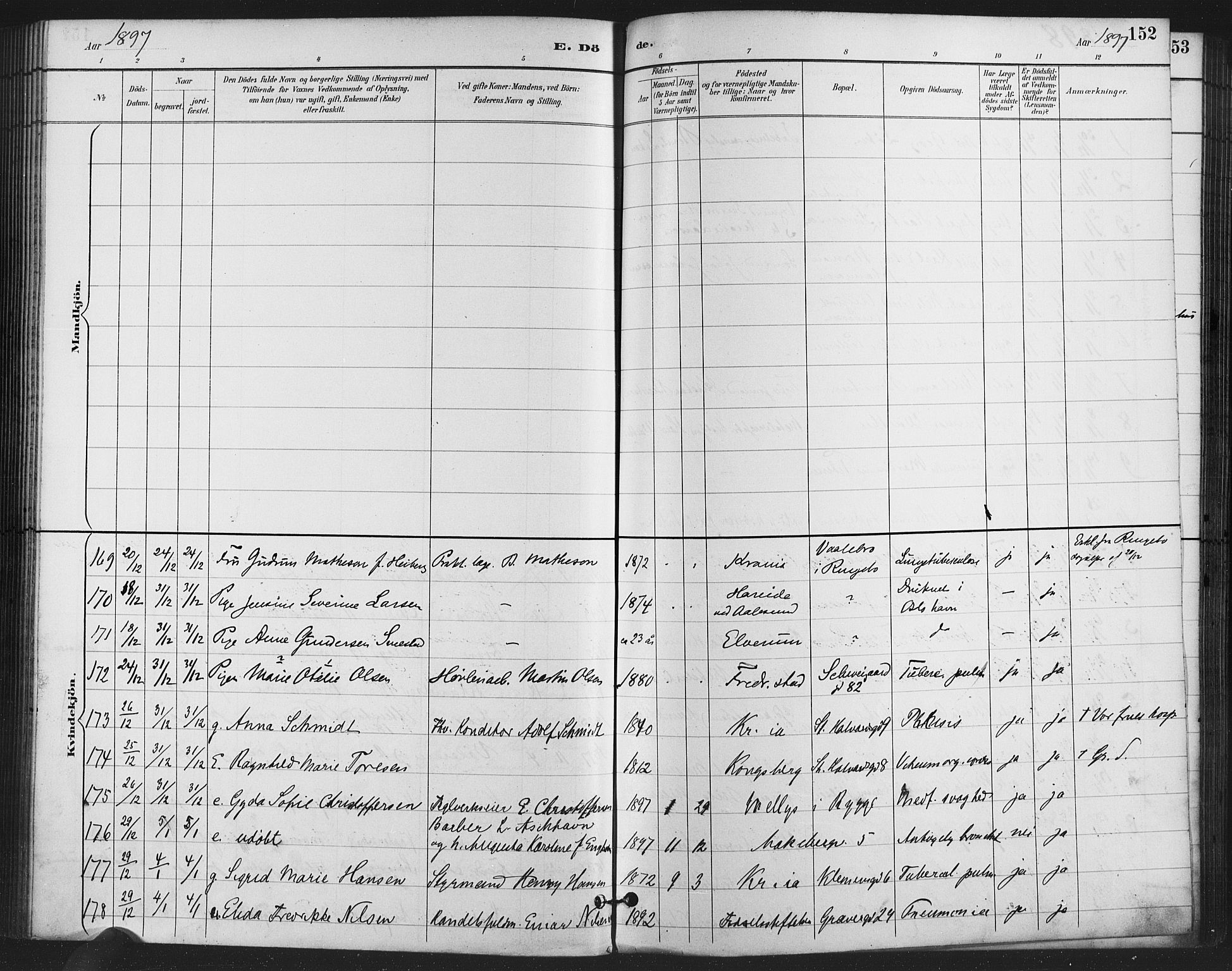 Gamlebyen prestekontor Kirkebøker, SAO/A-10884/F/Fa/L0009: Parish register (official) no. 9, 1888-1909, p. 152