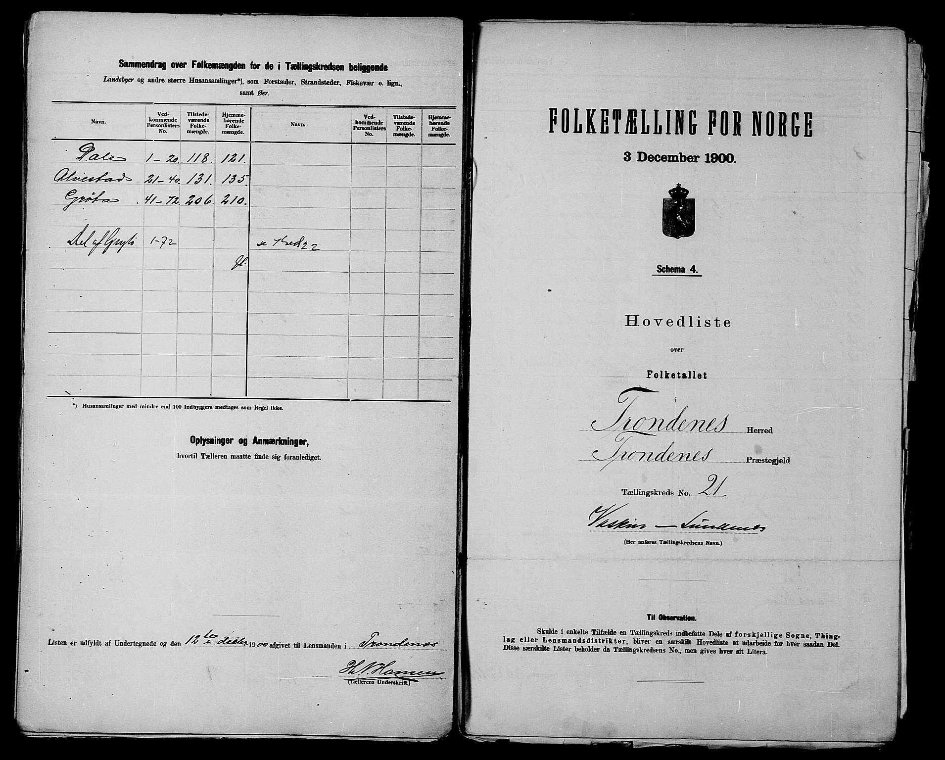 SATØ, 1900 census for Trondenes, 1900, p. 54