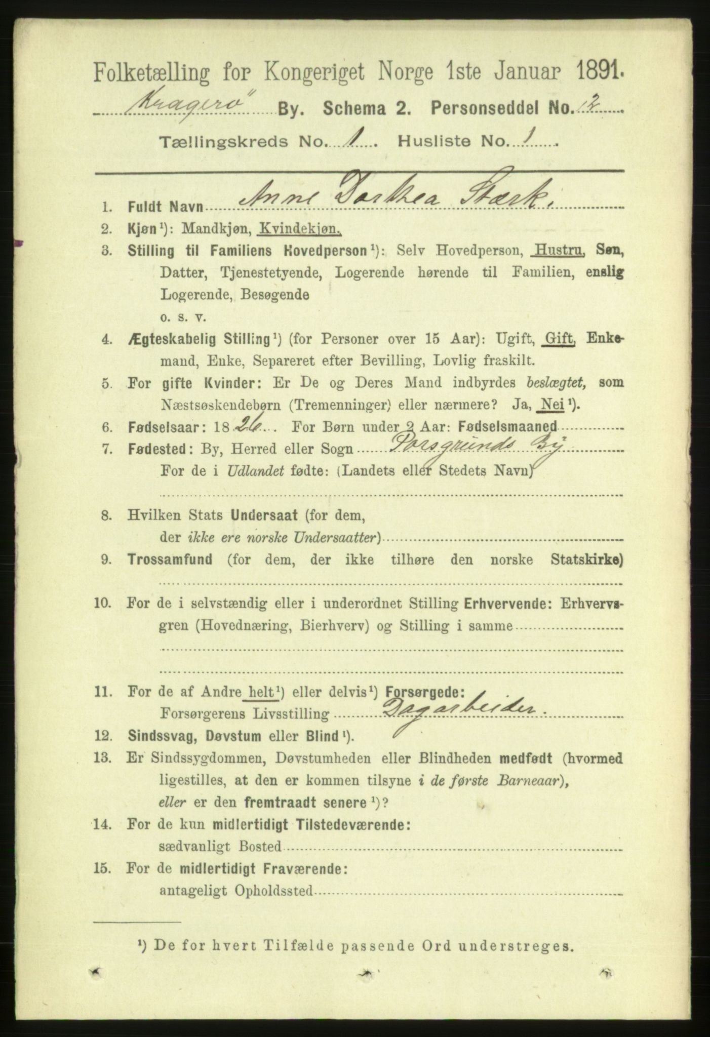 RA, 1891 census for 0801 Kragerø, 1891, p. 1680