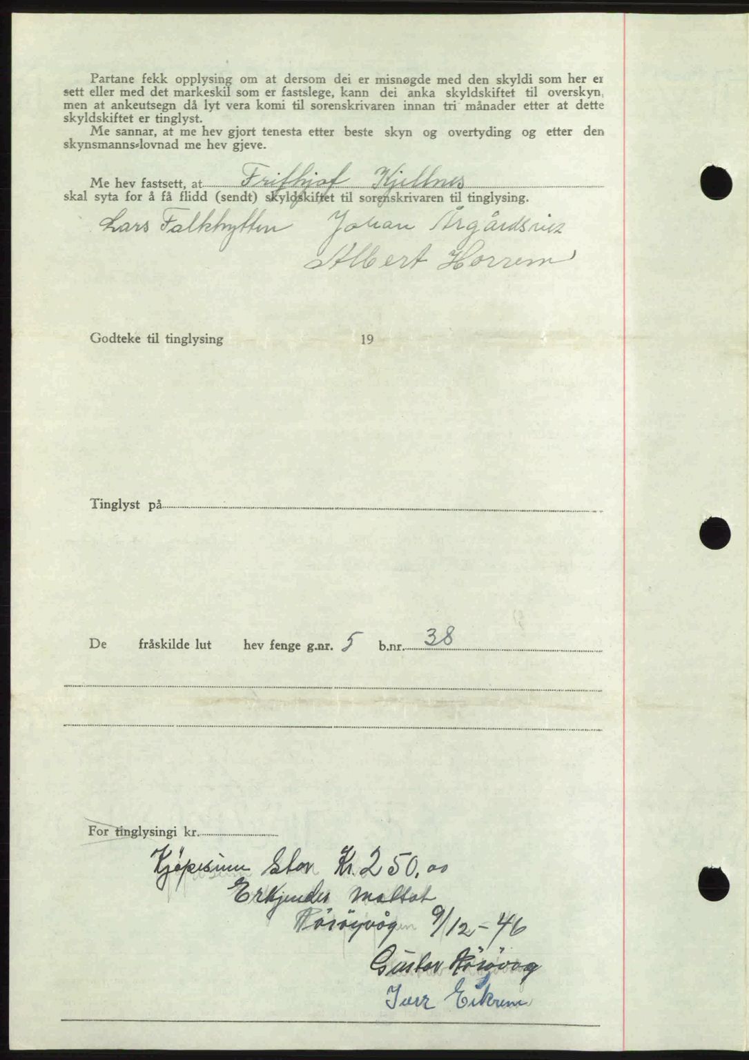 Romsdal sorenskriveri, AV/SAT-A-4149/1/2/2C: Mortgage book no. A21, 1946-1946, Diary no: : 2841/1946