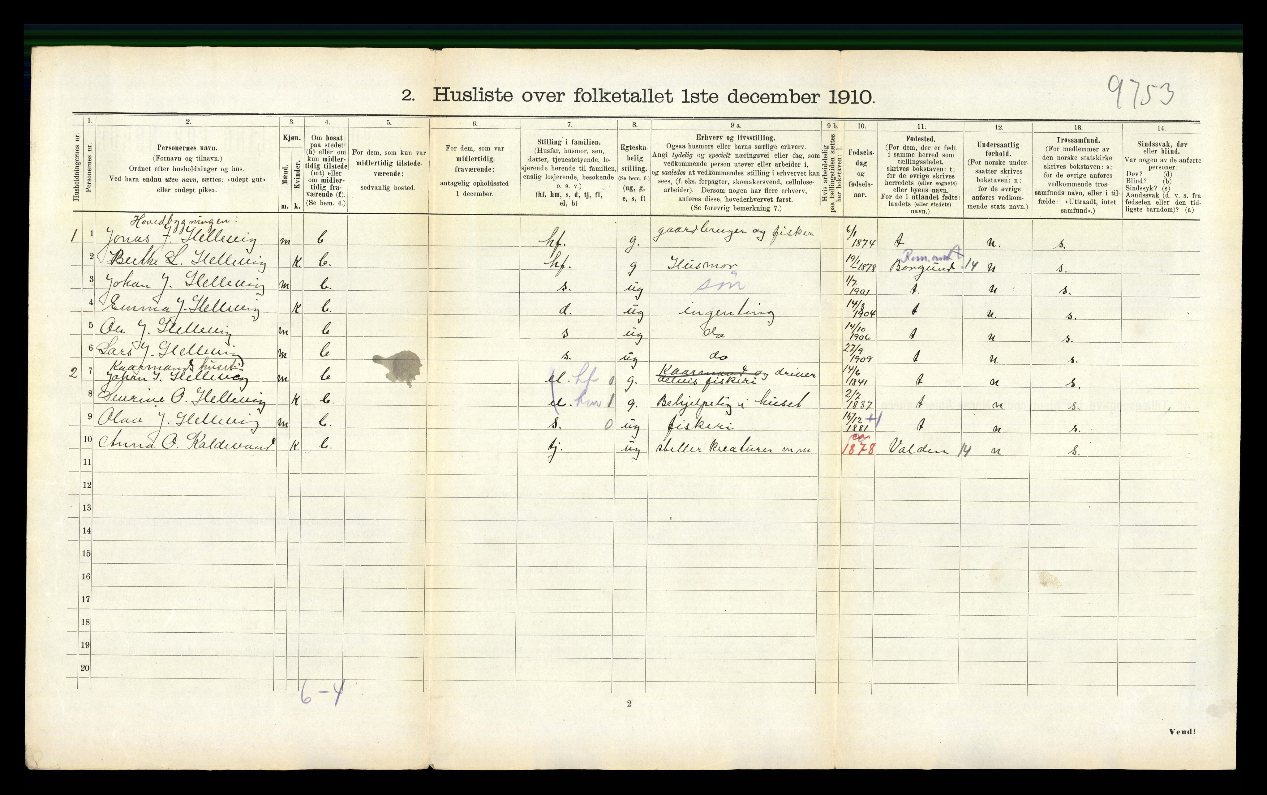 RA, 1910 census for Haram, 1910, p. 472