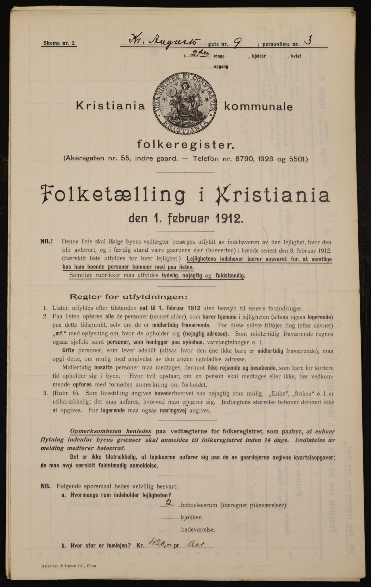OBA, Municipal Census 1912 for Kristiania, 1912, p. 54252