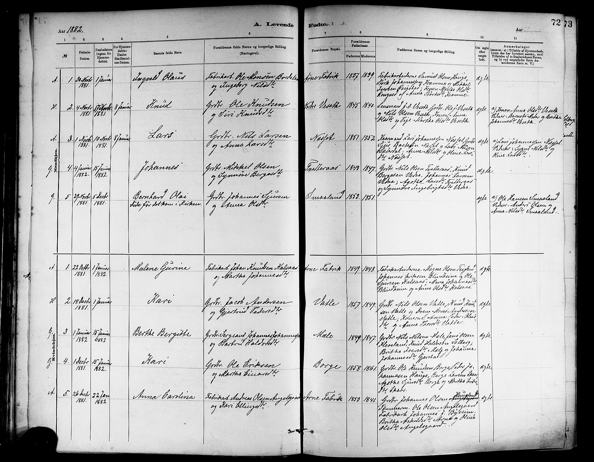 Haus sokneprestembete, SAB/A-75601/H/Haa: Parish register (official) no. A 19I, 1878-1886, p. 72