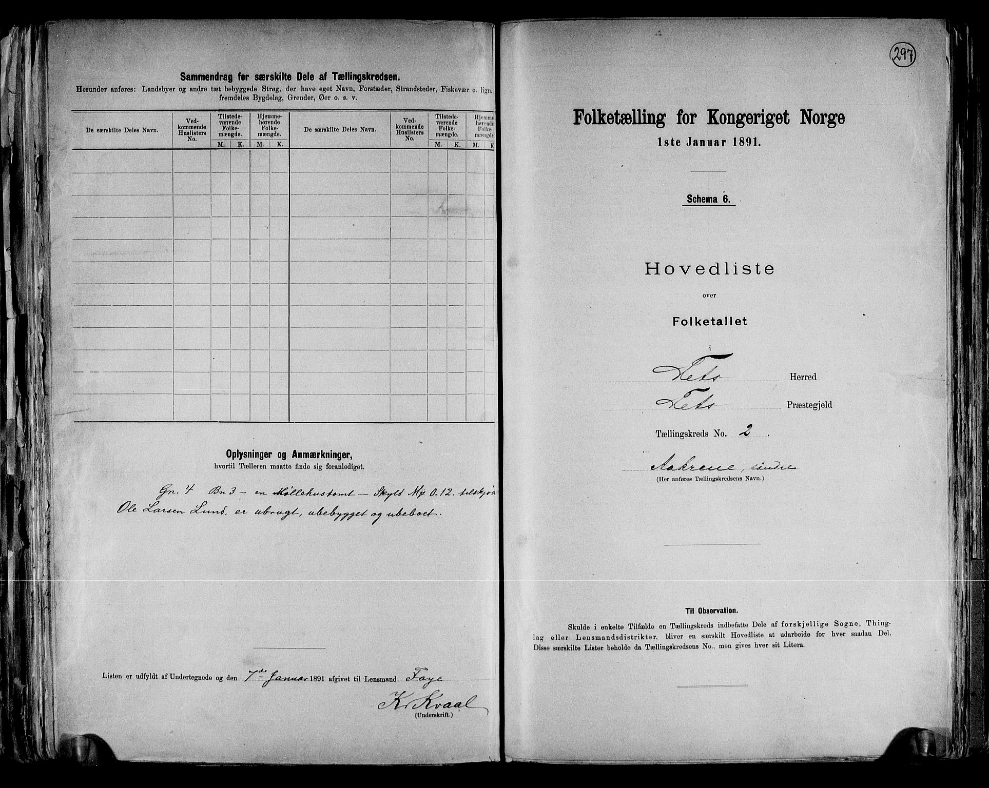 RA, 1891 census for 0227 Fet, 1891, p. 6