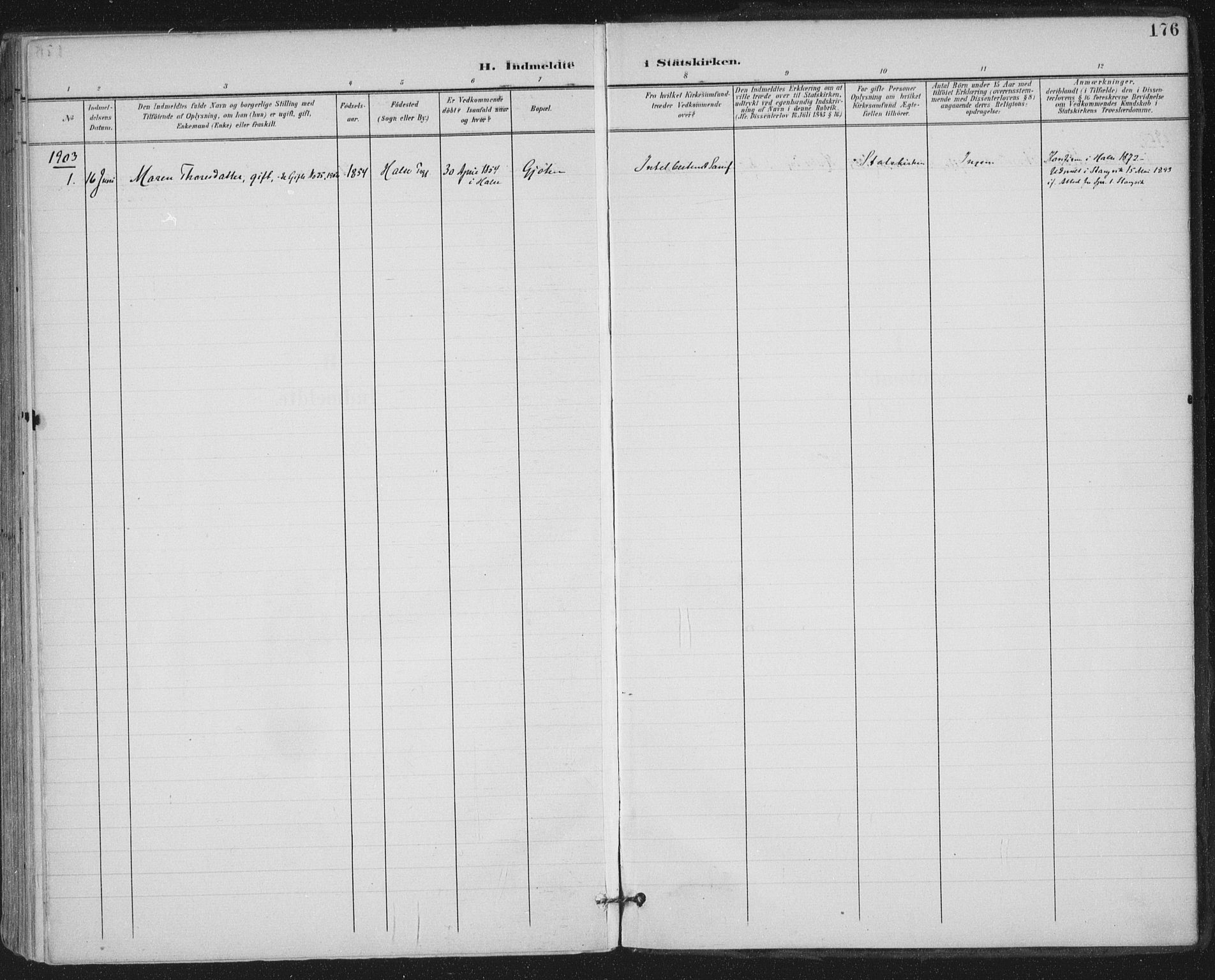 Ministerialprotokoller, klokkerbøker og fødselsregistre - Møre og Romsdal, SAT/A-1454/569/L0820: Parish register (official) no. 569A06, 1900-1911, p. 176