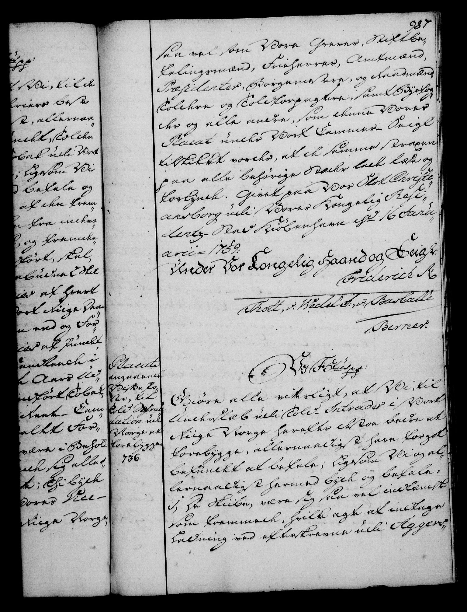 Rentekammeret, Kammerkanselliet, RA/EA-3111/G/Gg/Gga/L0006: Norsk ekspedisjonsprotokoll med register (merket RK 53.6), 1749-1759, p. 987