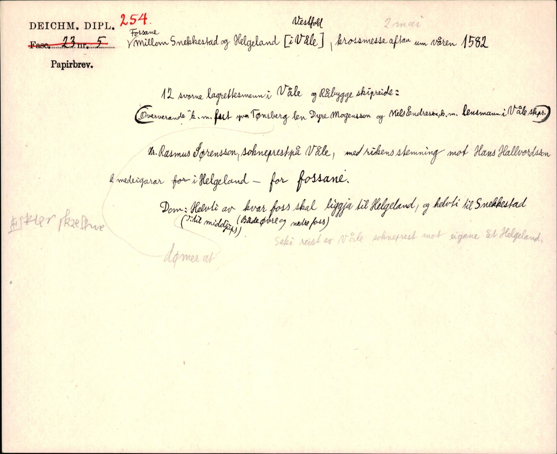 Riksarkivets diplomsamling, AV/RA-EA-5965/F35/F35j/L0001: Regestsedler: Deichmanske diplomer nr. 1-450, p. 525