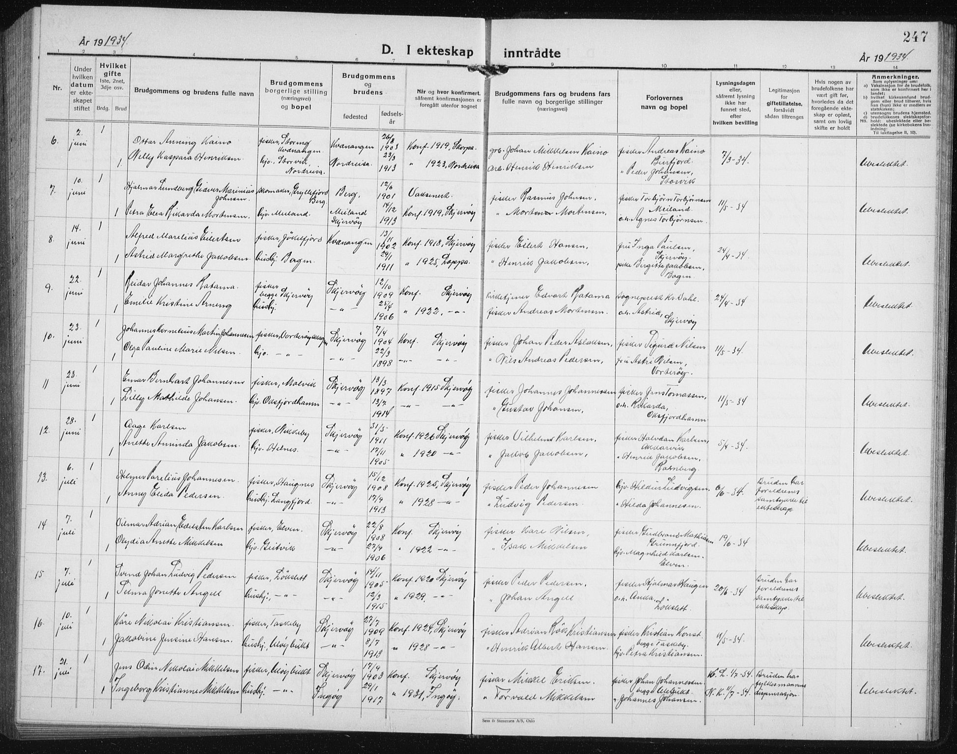 Skjervøy sokneprestkontor, AV/SATØ-S-1300/H/Ha/Hab/L0010klokker: Parish register (copy) no. 10, 1927-1941, p. 247