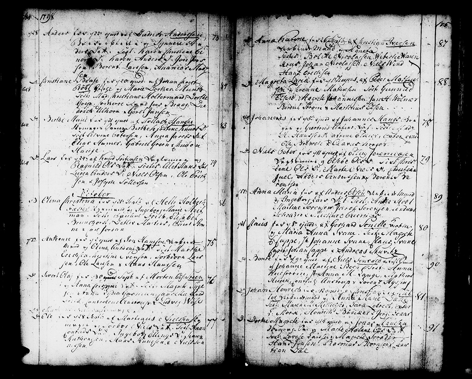 Domkirken sokneprestembete, SAB/A-74801/H/Haa/L0004: Parish register (official) no. A 4, 1763-1820, p. 184-185
