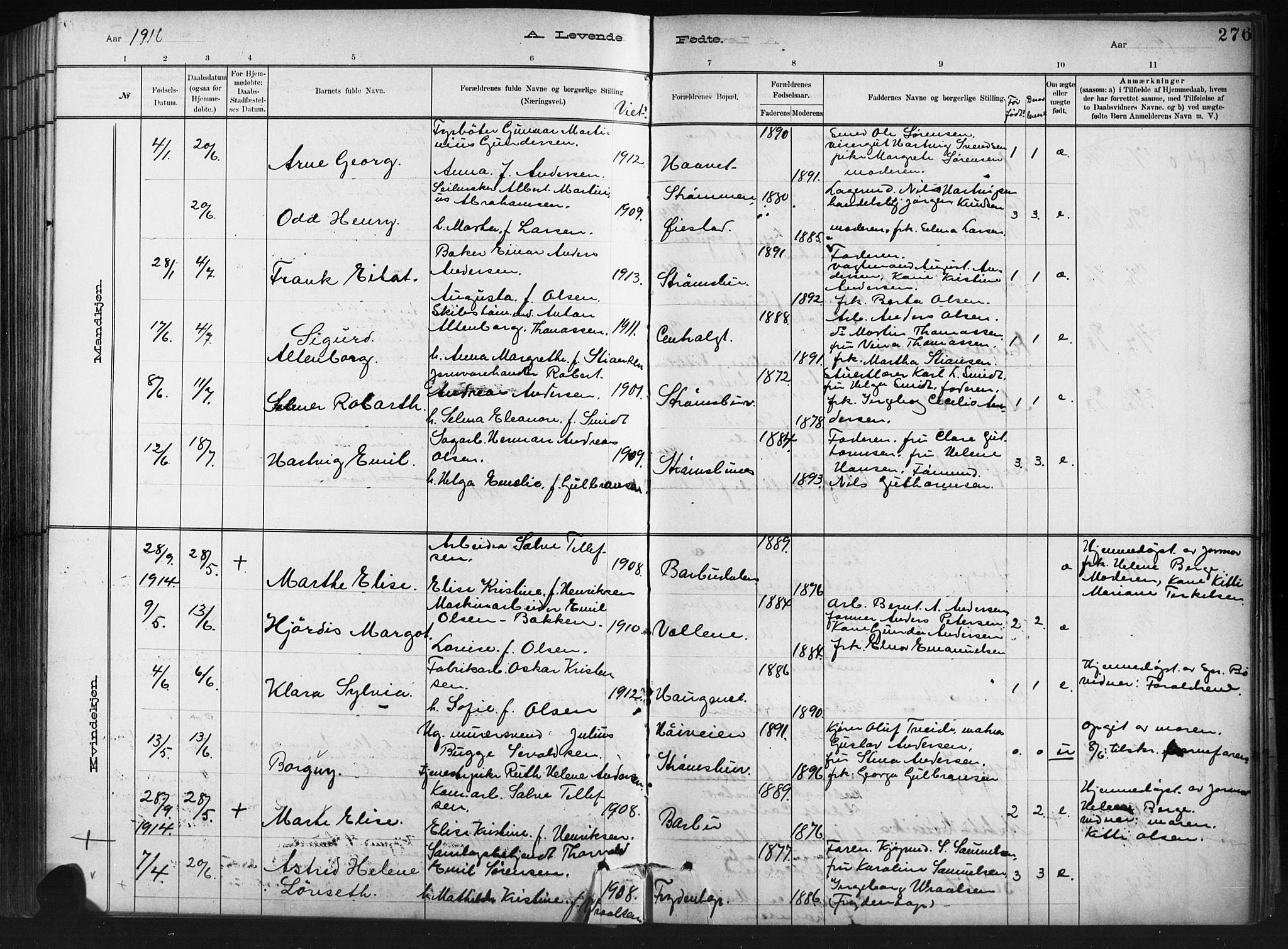 Barbu sokneprestkontor, AV/SAK-1111-0003/F/Fb/L0002: Parish register (copy) no. B 2, 1890-1922, p. 276